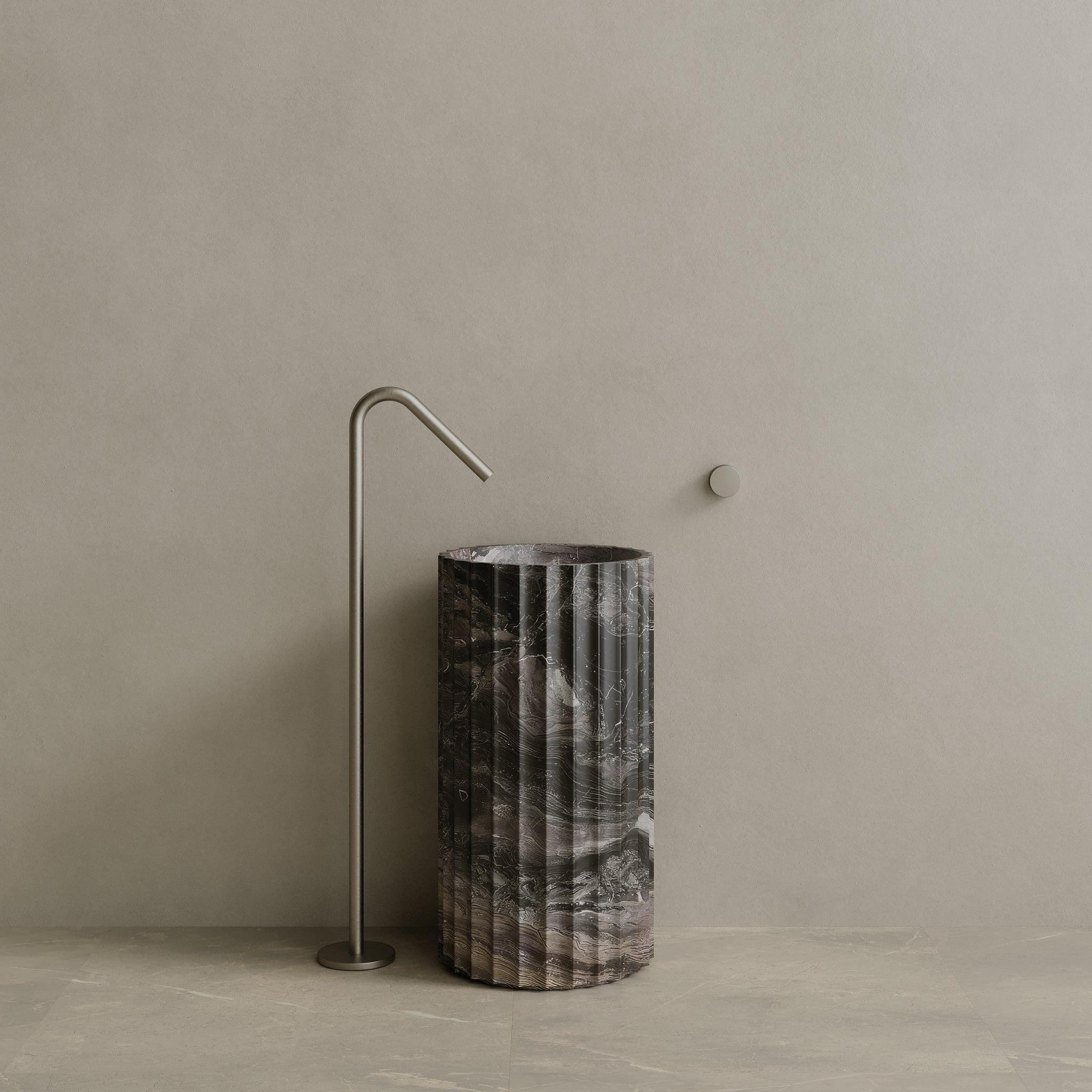 Cavo Handcrafted Fluted Stone Pedestal Sink