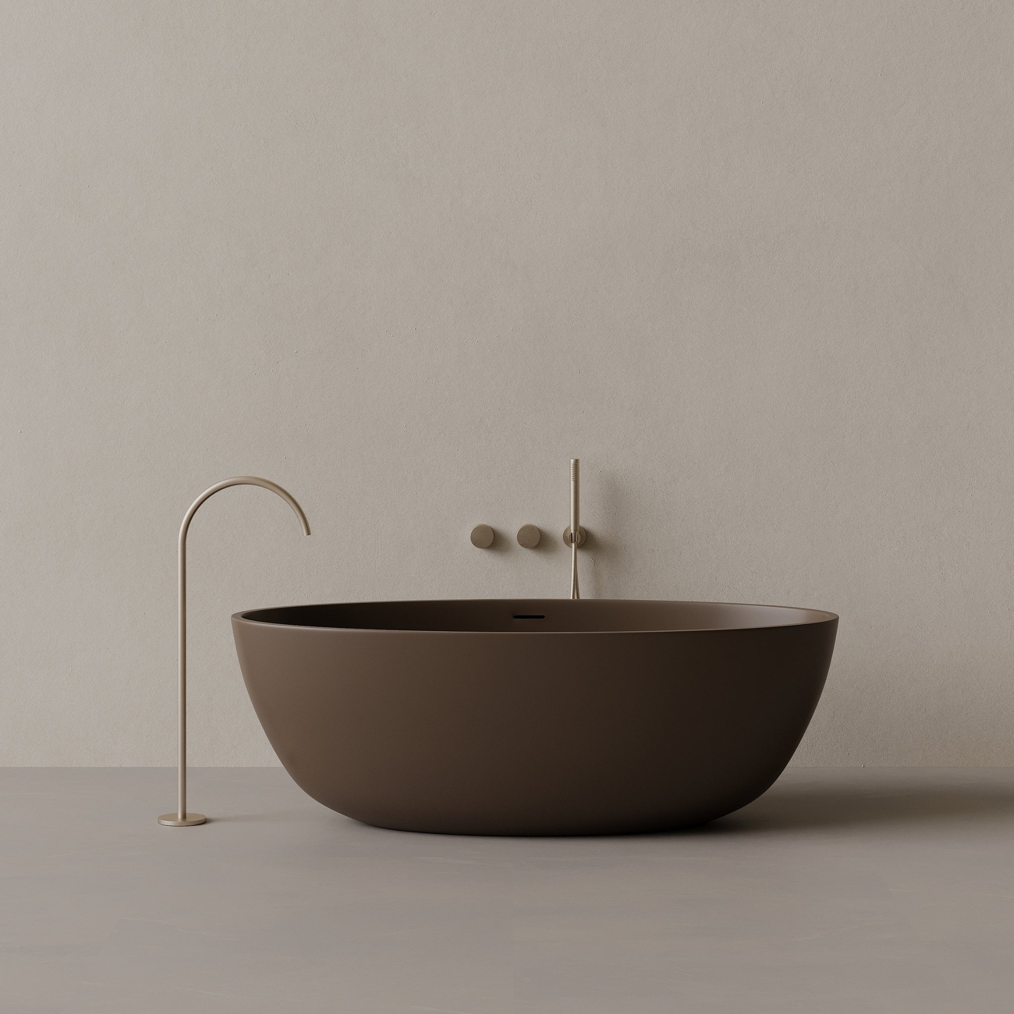 64" x 30" Oval Solid Surface Stone Resin Freestanding Bathtub