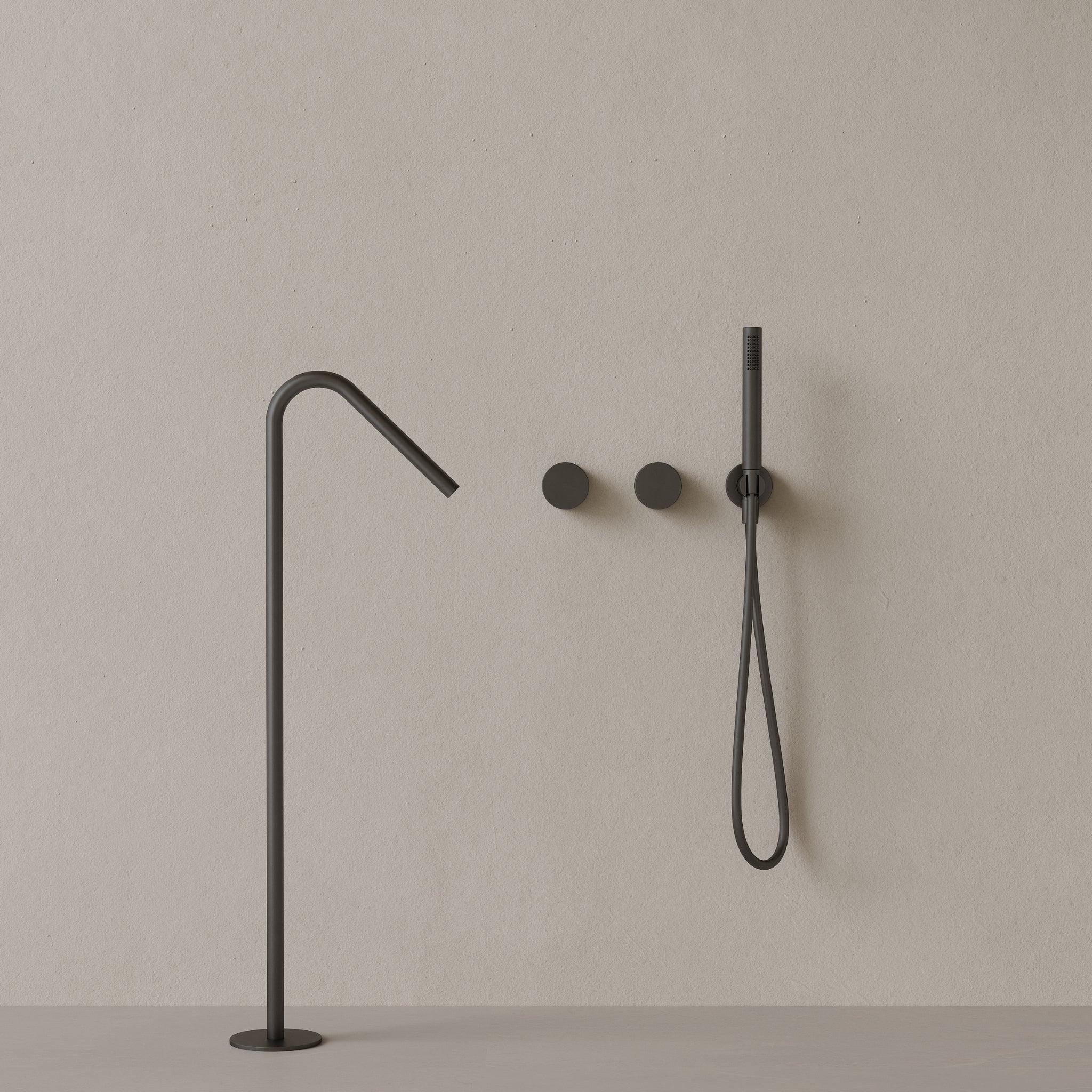 Modern Angled Floor Mounted Bathtub Filler