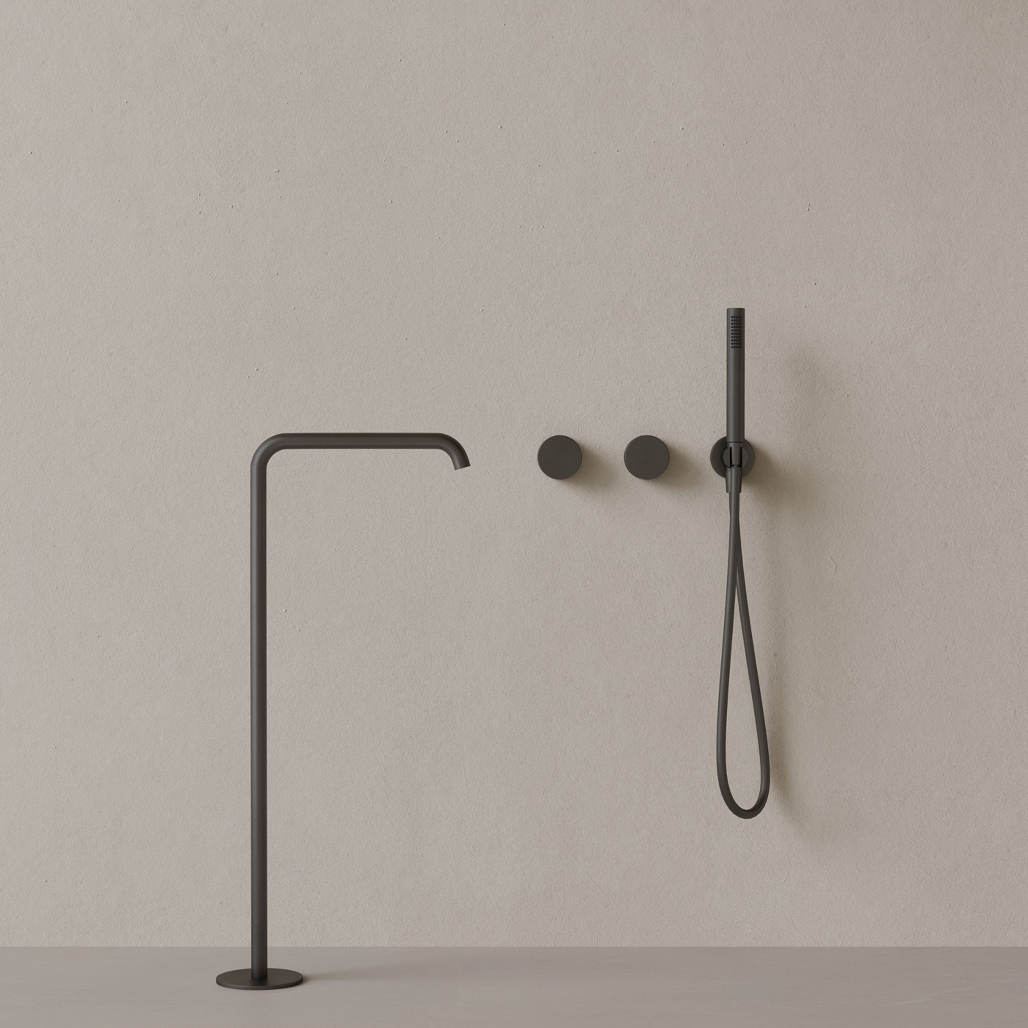 Modern Widespread Square Floor-mounted Bathtub Filler