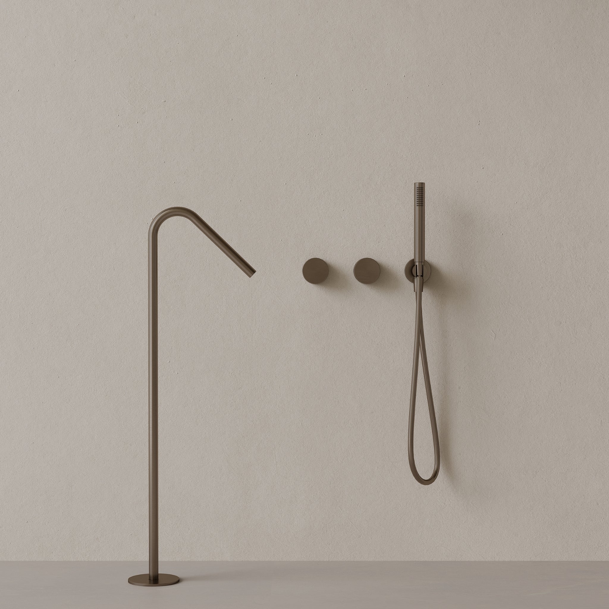 Modern Angled Floor Mounted Bathtub Filler