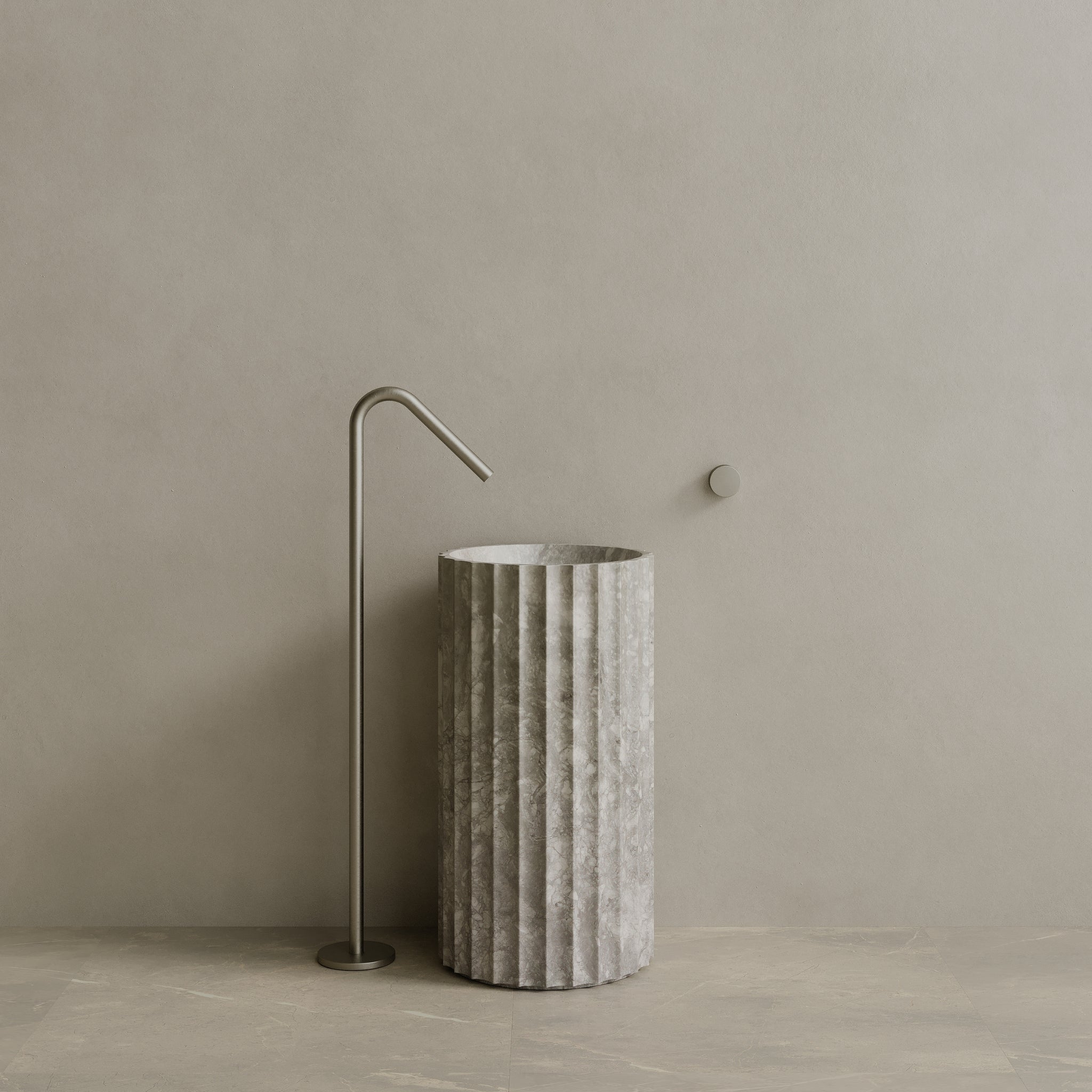 Cavo Handcrafted Fluted Stone Pedestal Sink
