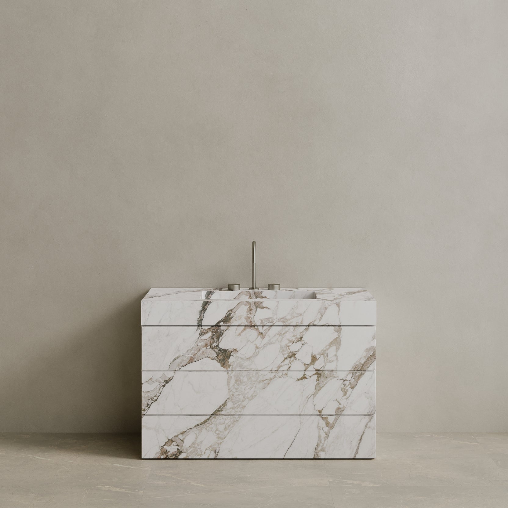 Single Sink Freestanding Handcrafted Marble Vanity with Drawers
