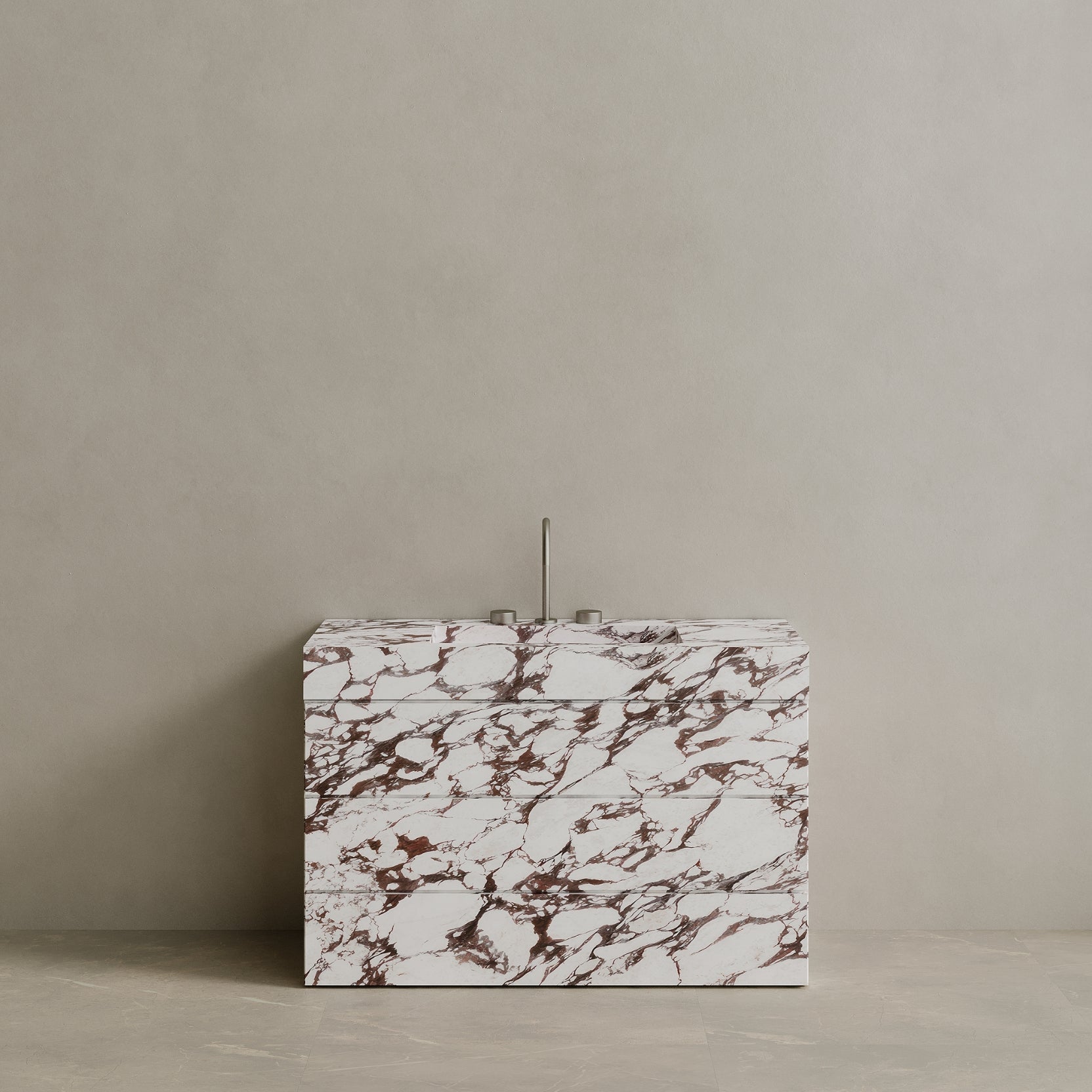 Single Sink Freestanding Handcrafted Marble Vanity with Drawers