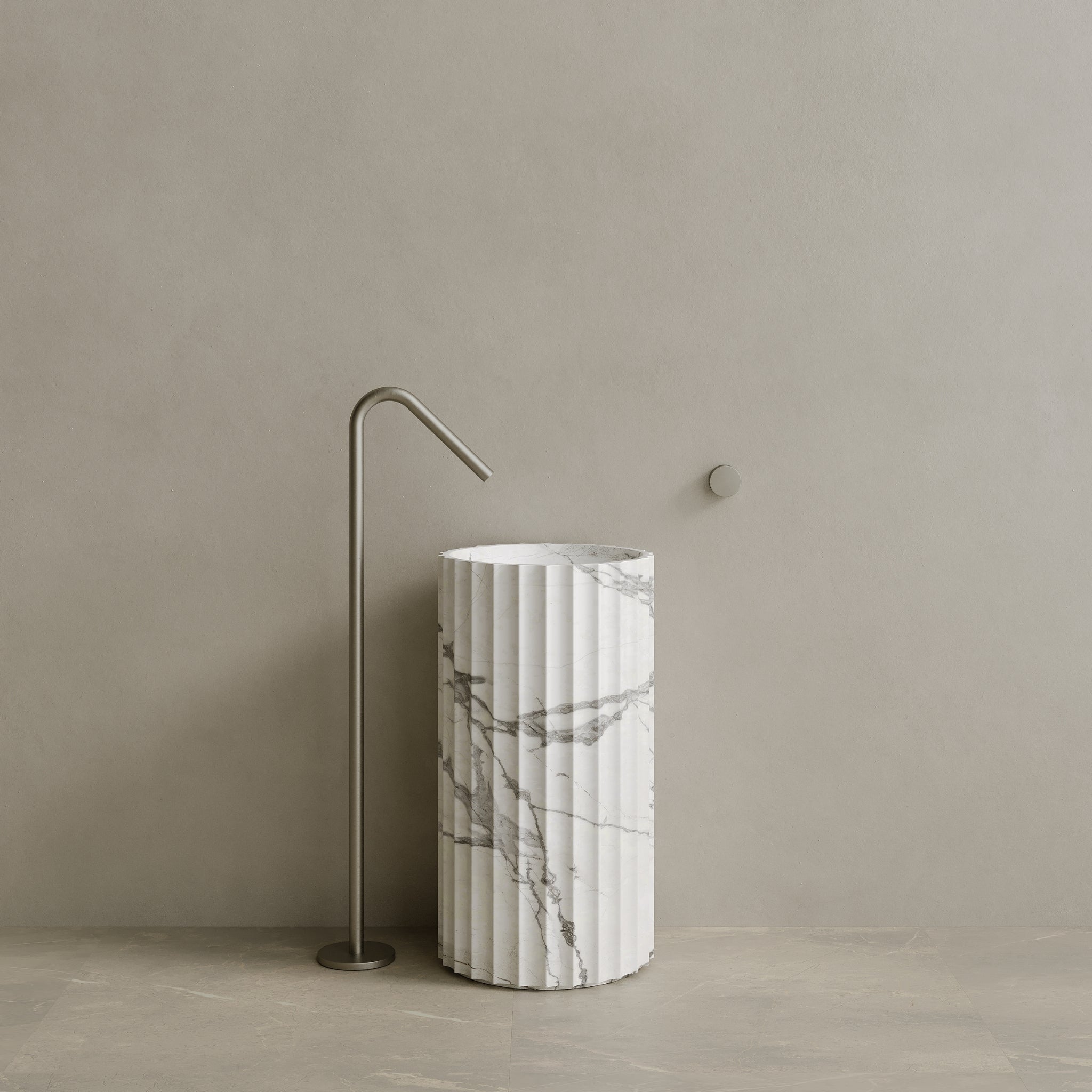 Cavo Handcrafted Fluted Stone Pedestal Sink