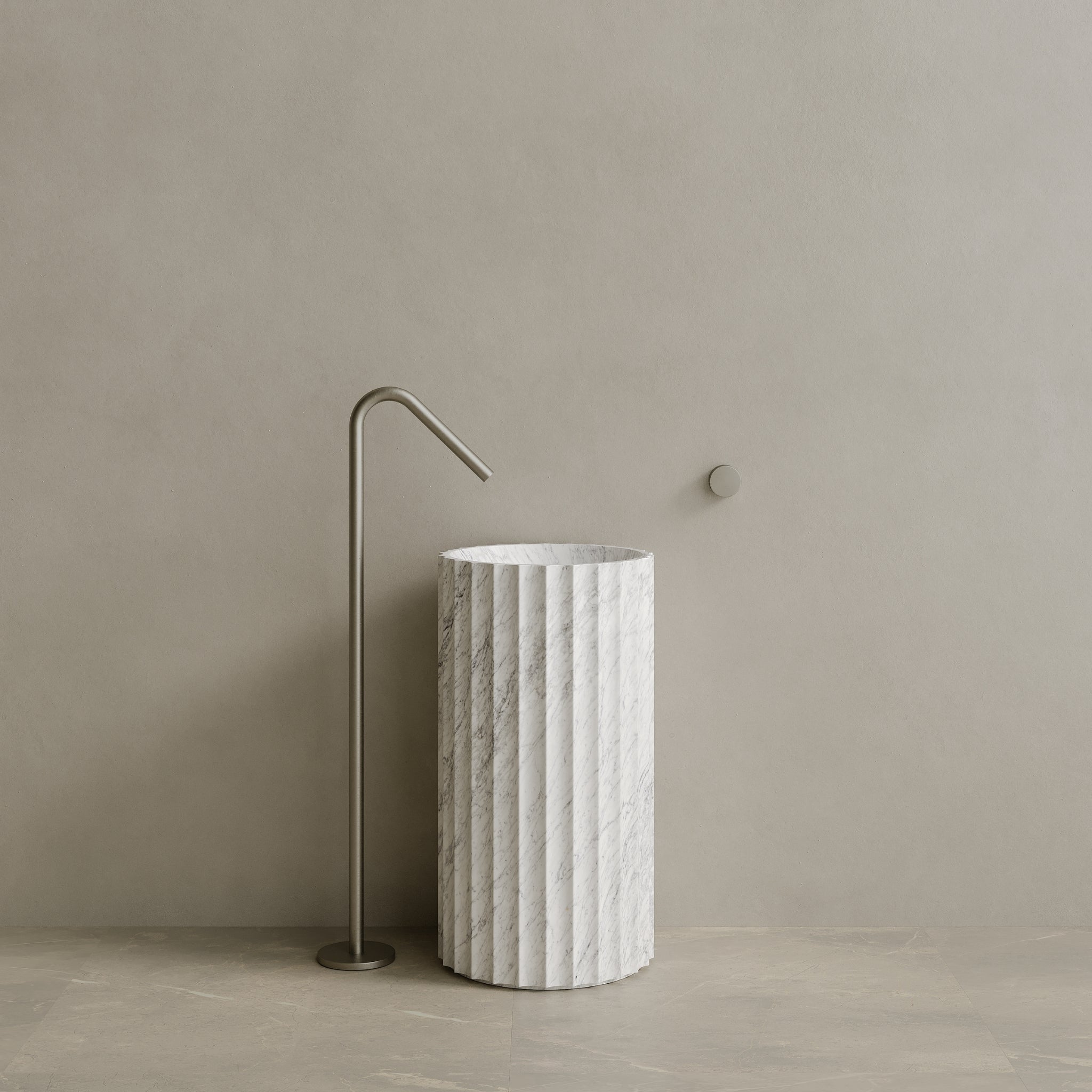 Cavo Handcrafted Fluted Stone Pedestal Sink