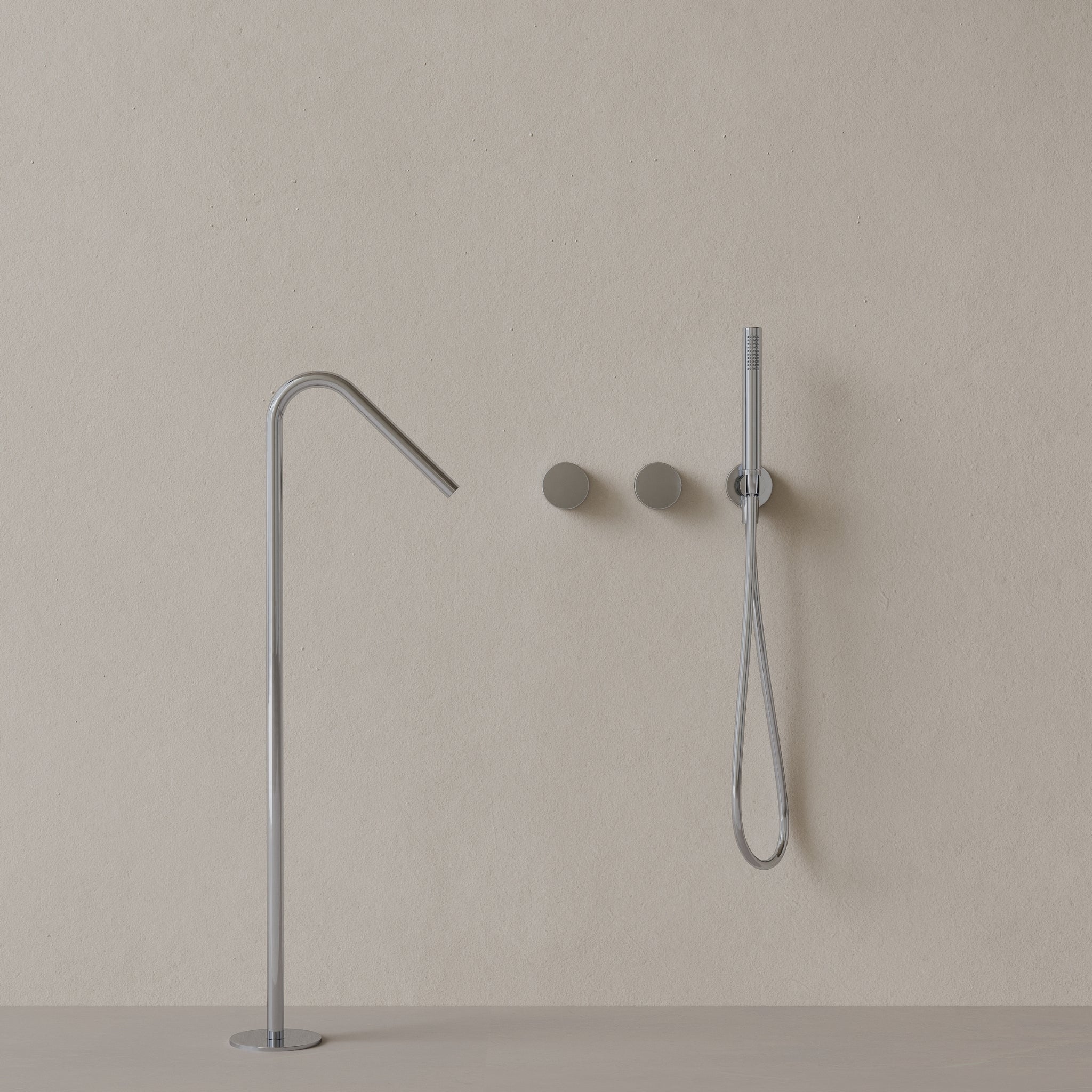 Modern Angled Floor Mounted Bathtub Filler