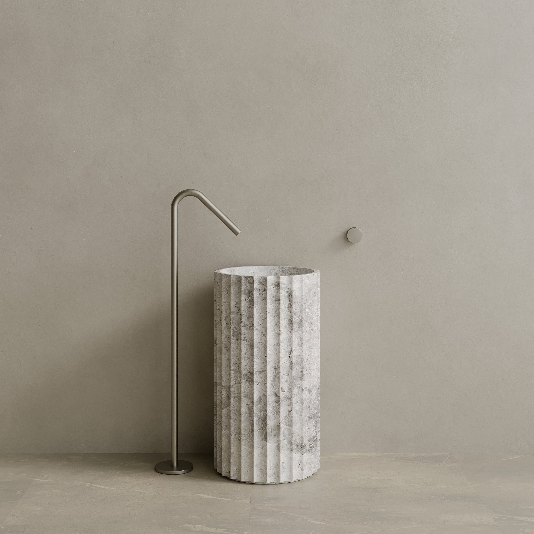 Cavo Handcrafted Fluted Stone Pedestal Sink