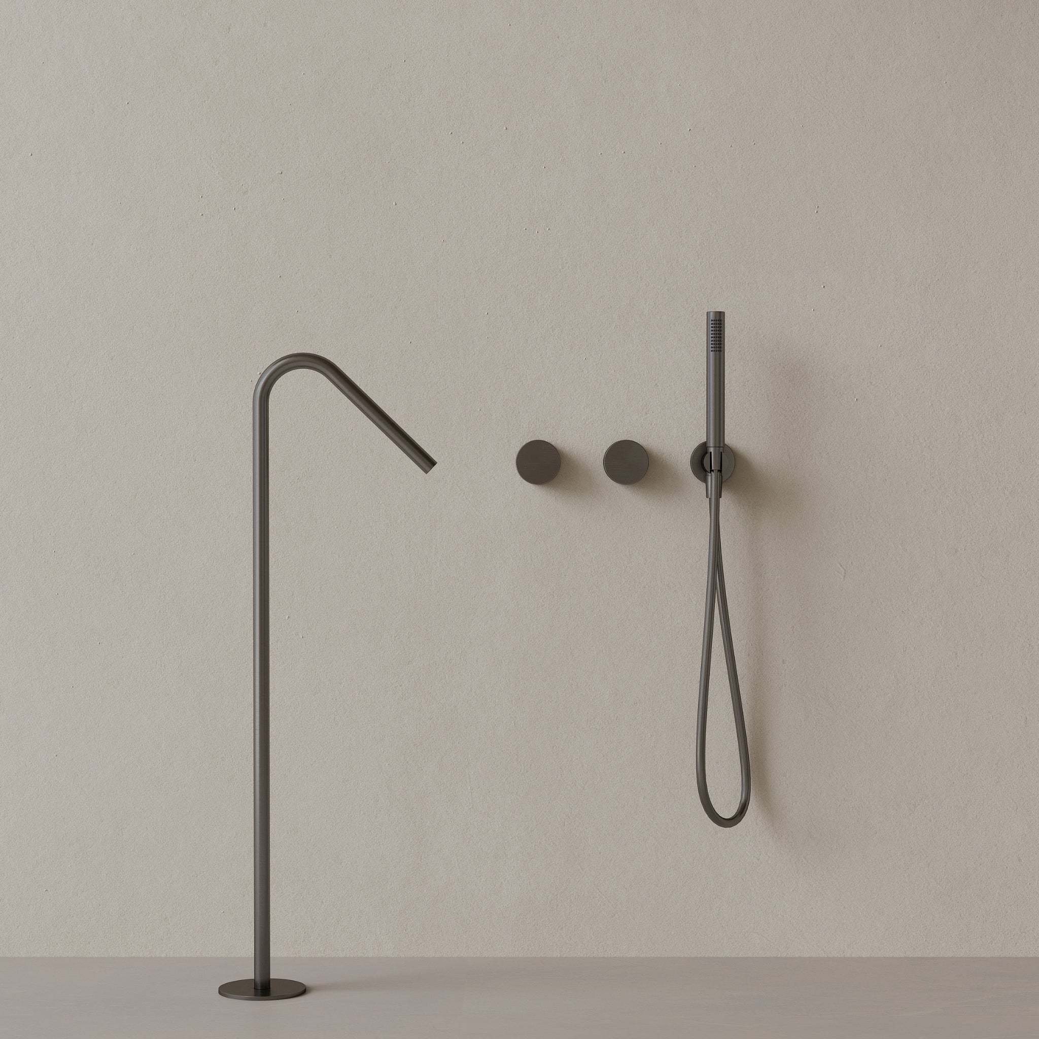 Modern Angled Floor Mounted Bathtub Filler