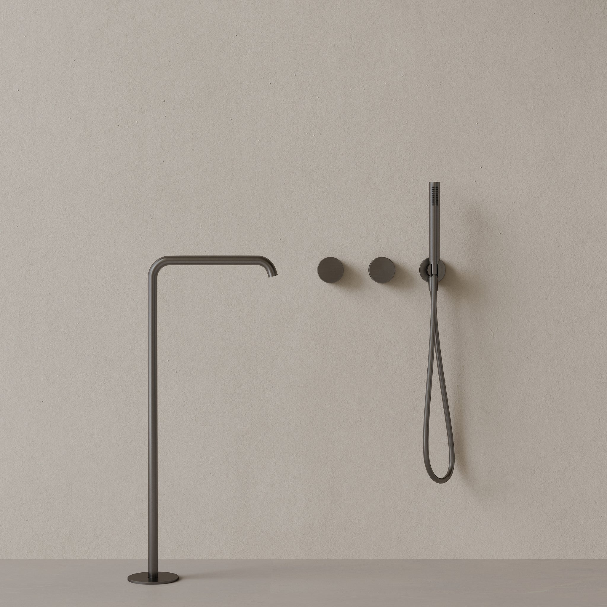 Modern Widespread Square Floor-mounted Bathtub Filler