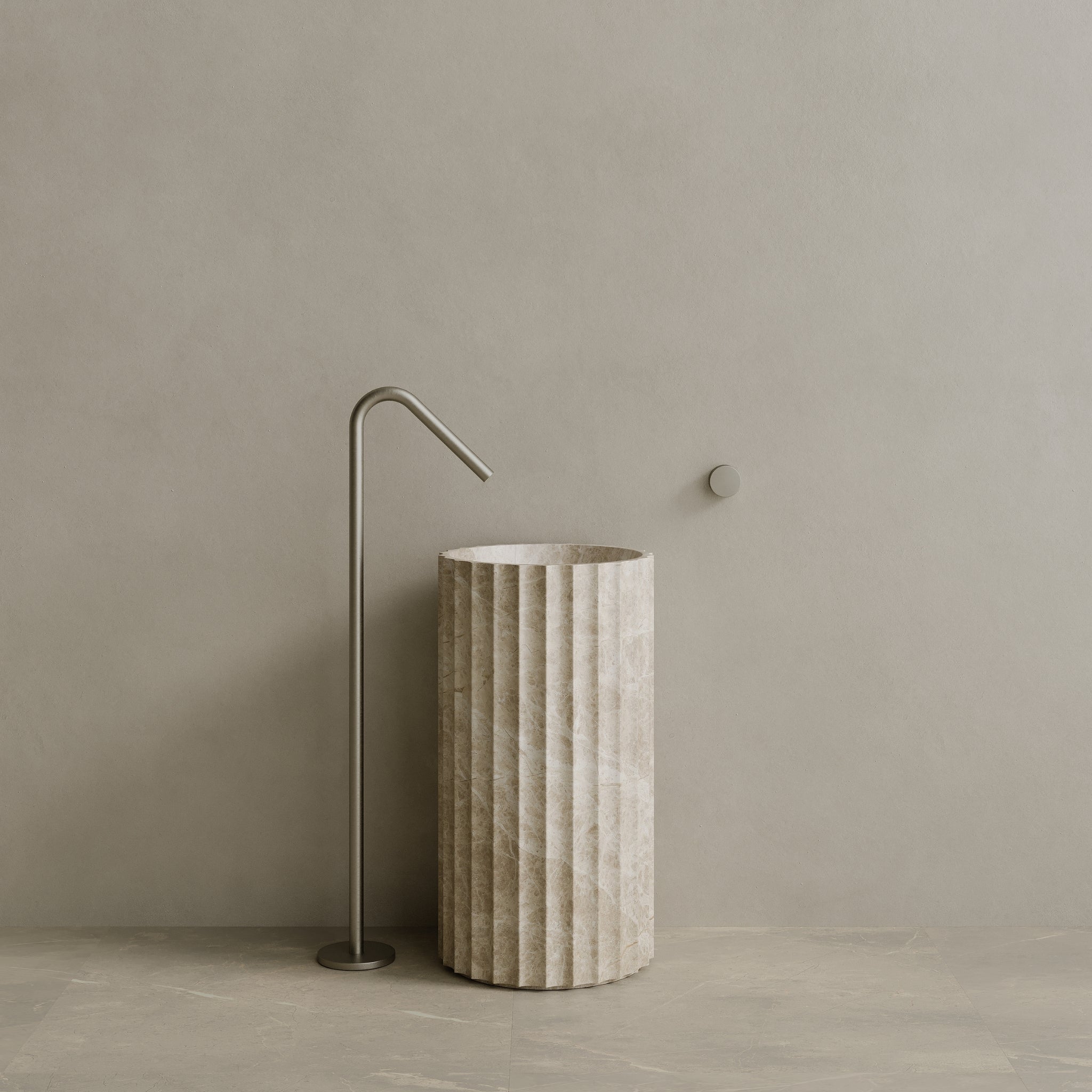 Cavo Handcrafted Fluted Stone Pedestal Sink