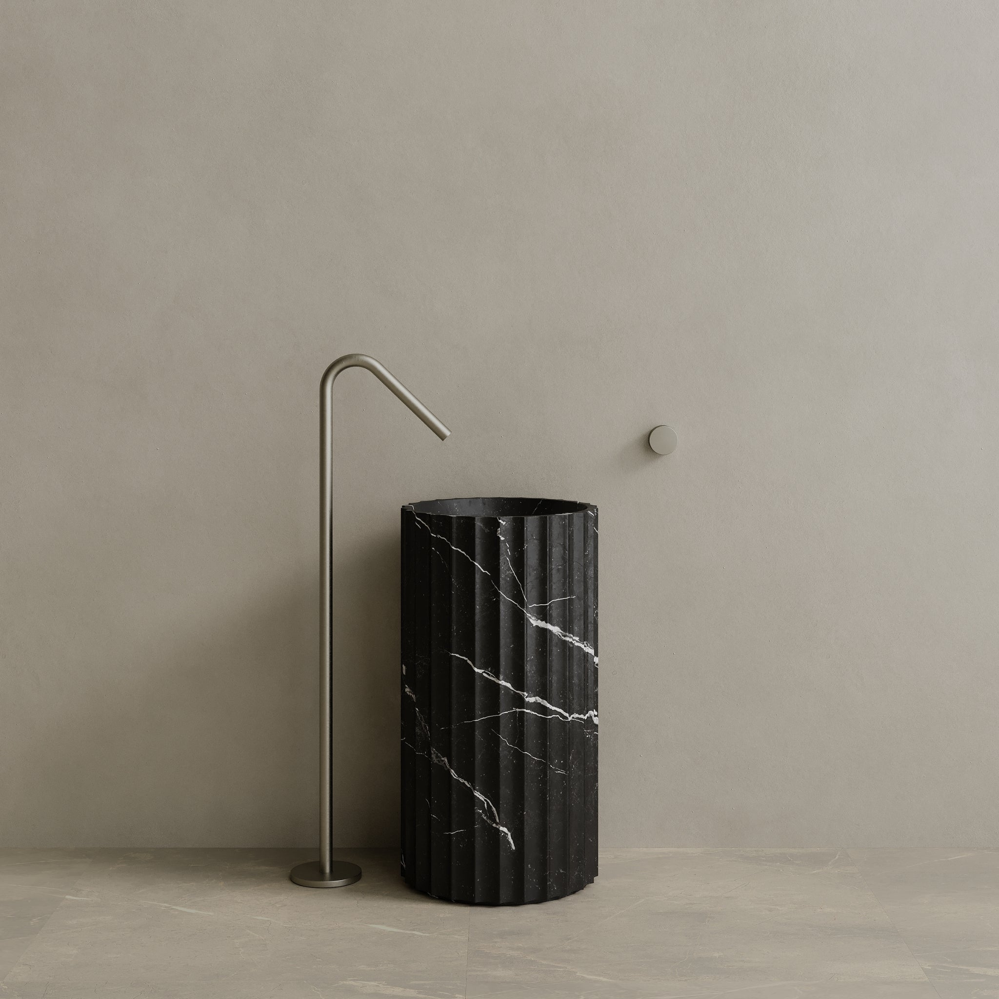 Cavo Handcrafted Fluted Stone Pedestal Sink