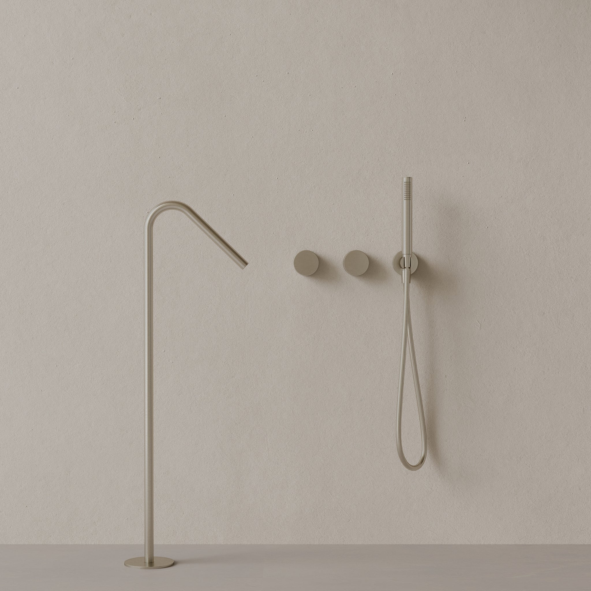 Modern Angled Floor Mounted Bathtub Filler