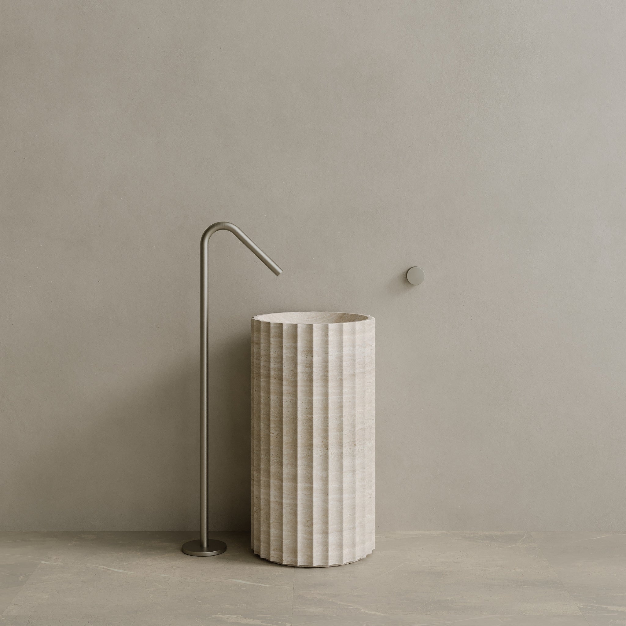 Cavo Handcrafted Fluted Stone Pedestal Sink