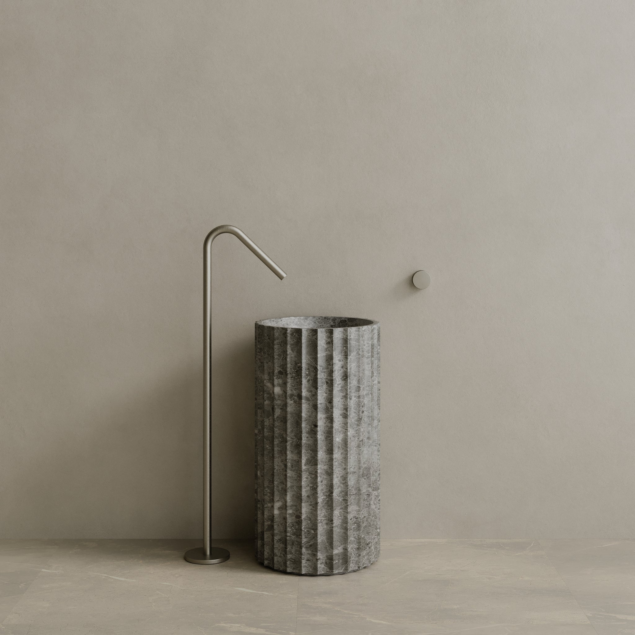 Cavo Handcrafted Fluted Stone Pedestal Sink