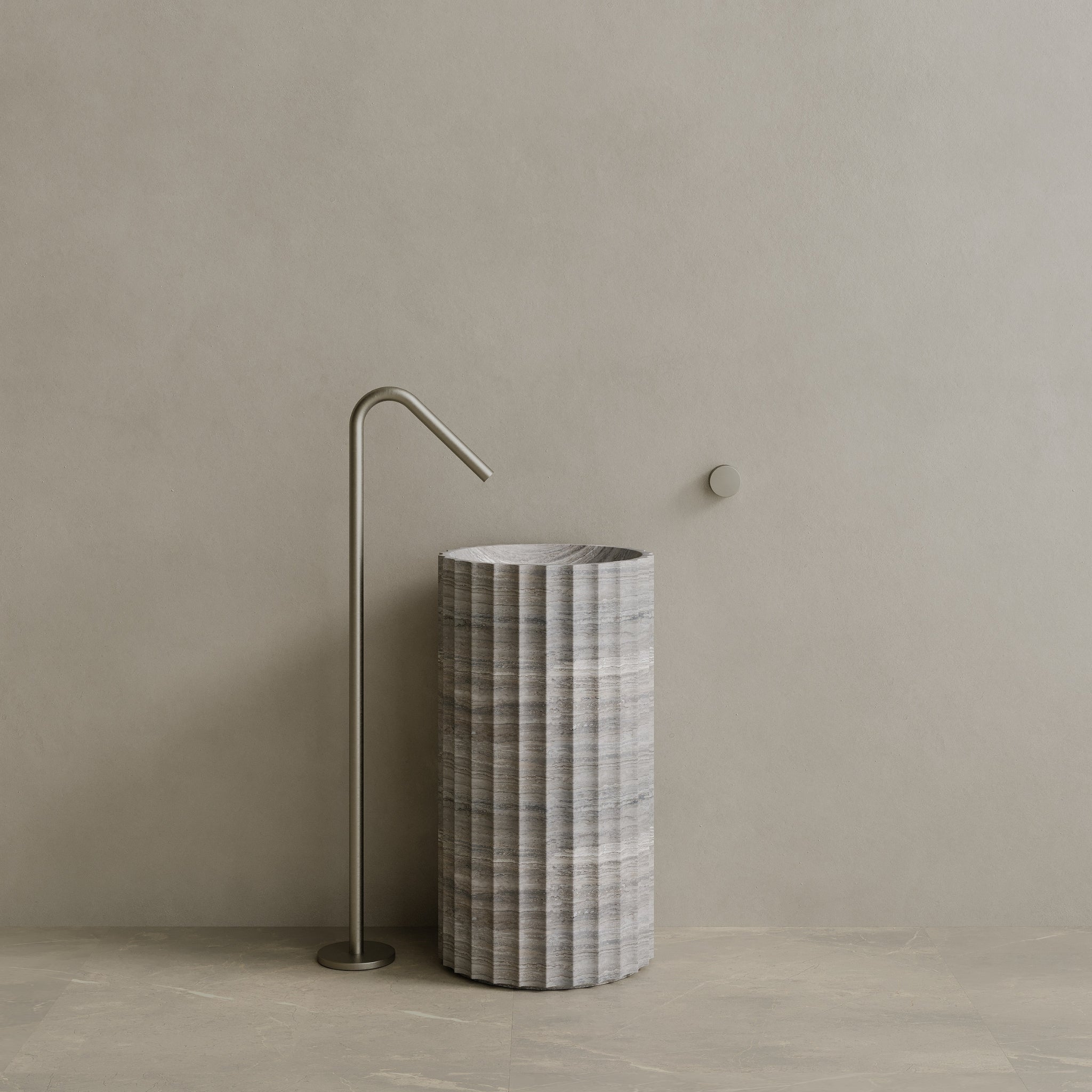 Cavo Handcrafted Fluted Stone Pedestal Sink