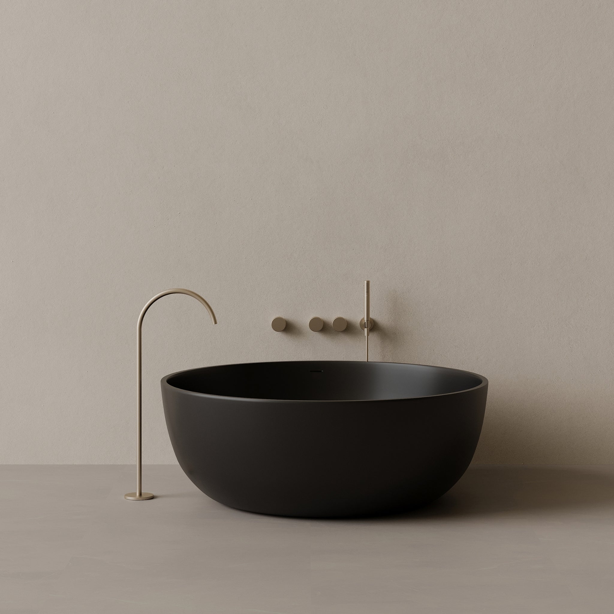 58" x 58" Round Solid Surface Stone Resin Freestanding Bathtub