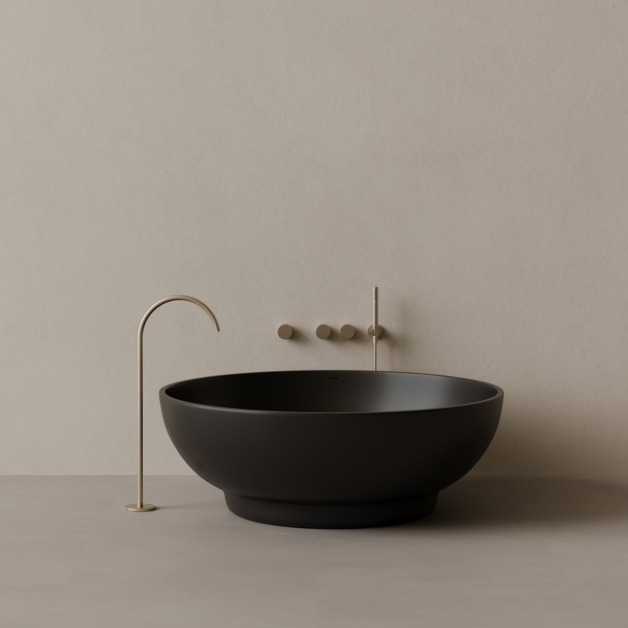 59" x 59" Round Solid Surface Stone Resin Freestanding Bathtub