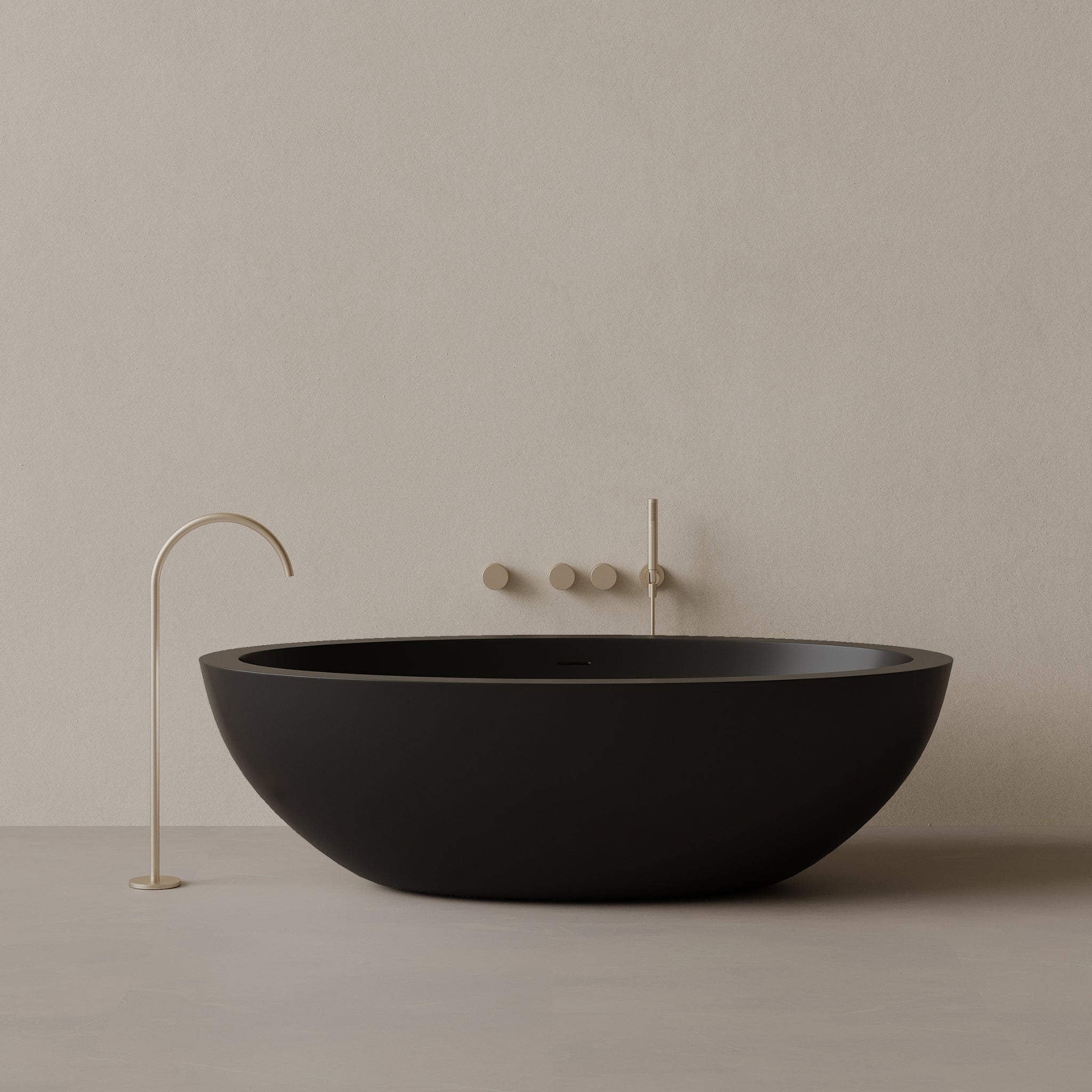 74" x 41" Oval Solid Surface Stone Resin Freestanding Bathtub
