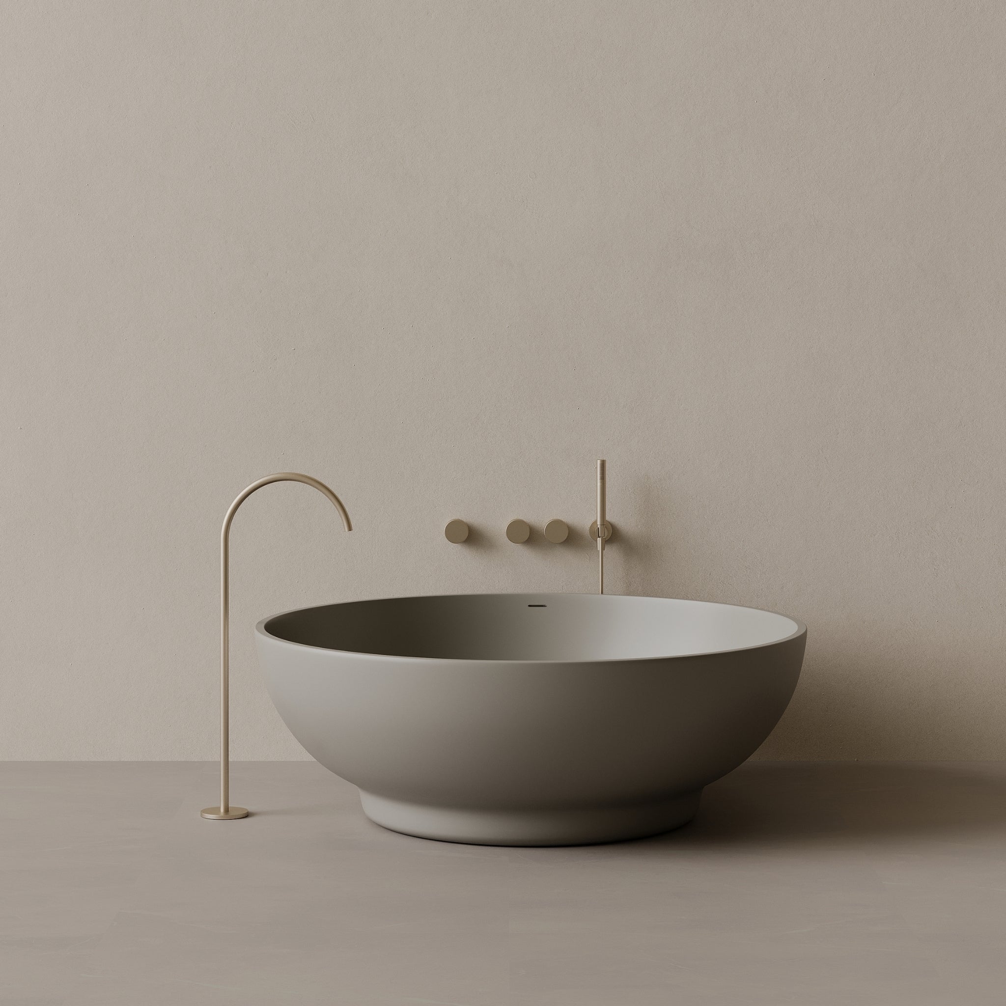 59" x 59" Round Solid Surface Stone Resin Freestanding Bathtub