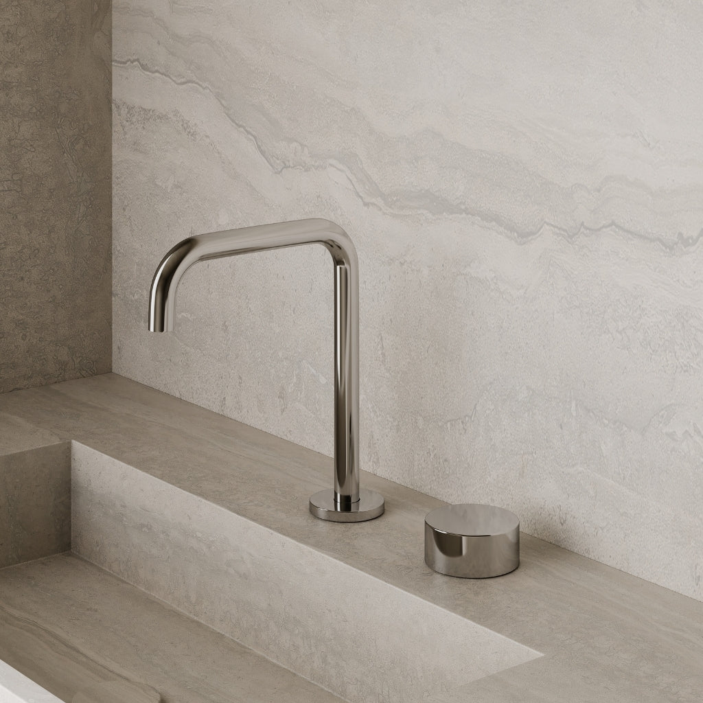 Modern Widespread Square Faucet with Knob-Style Controls