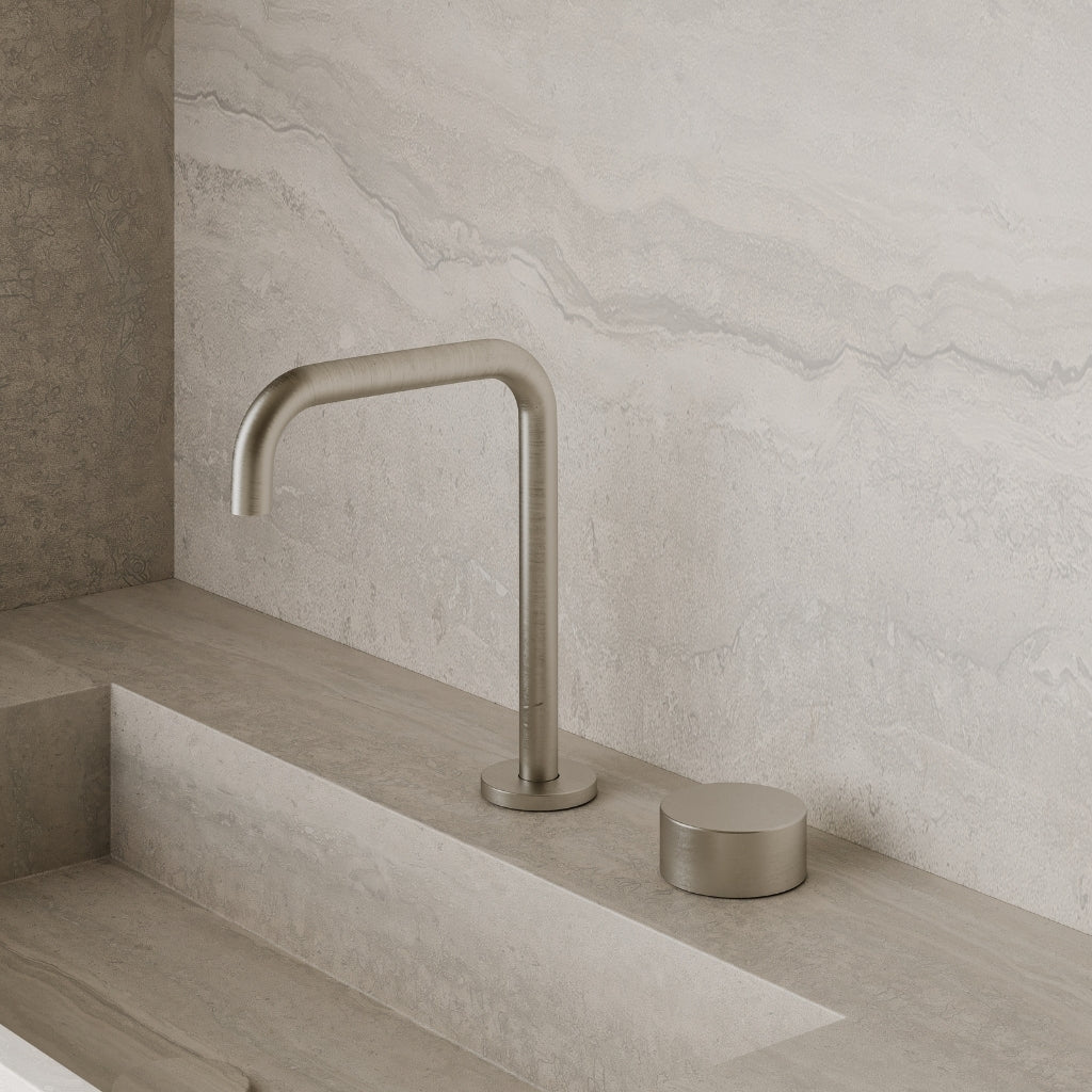 Modern Widespread Square Faucet with Knob-Style Controls