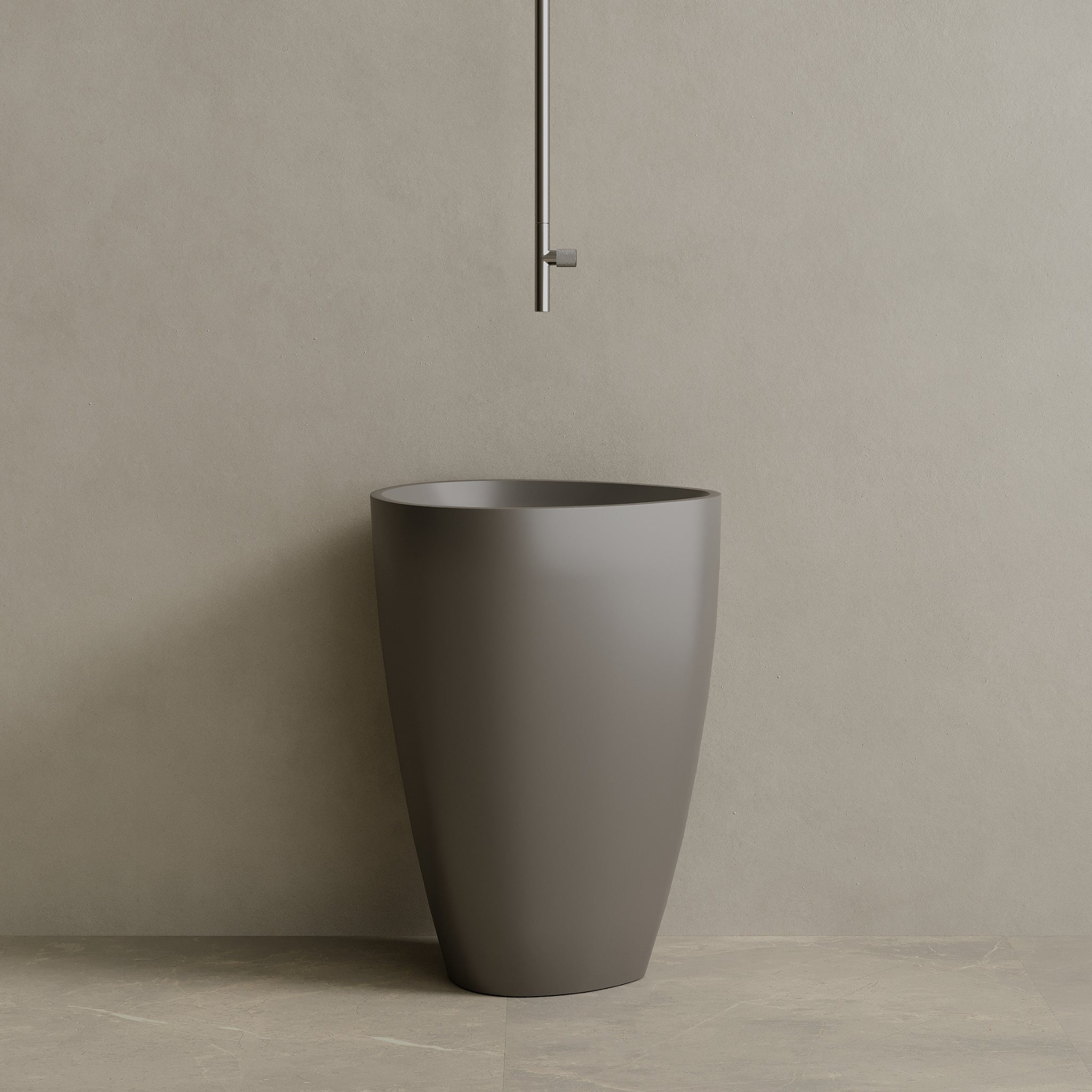 18" x 33" Solid Surface Stone Resin Round Pedestal Sink