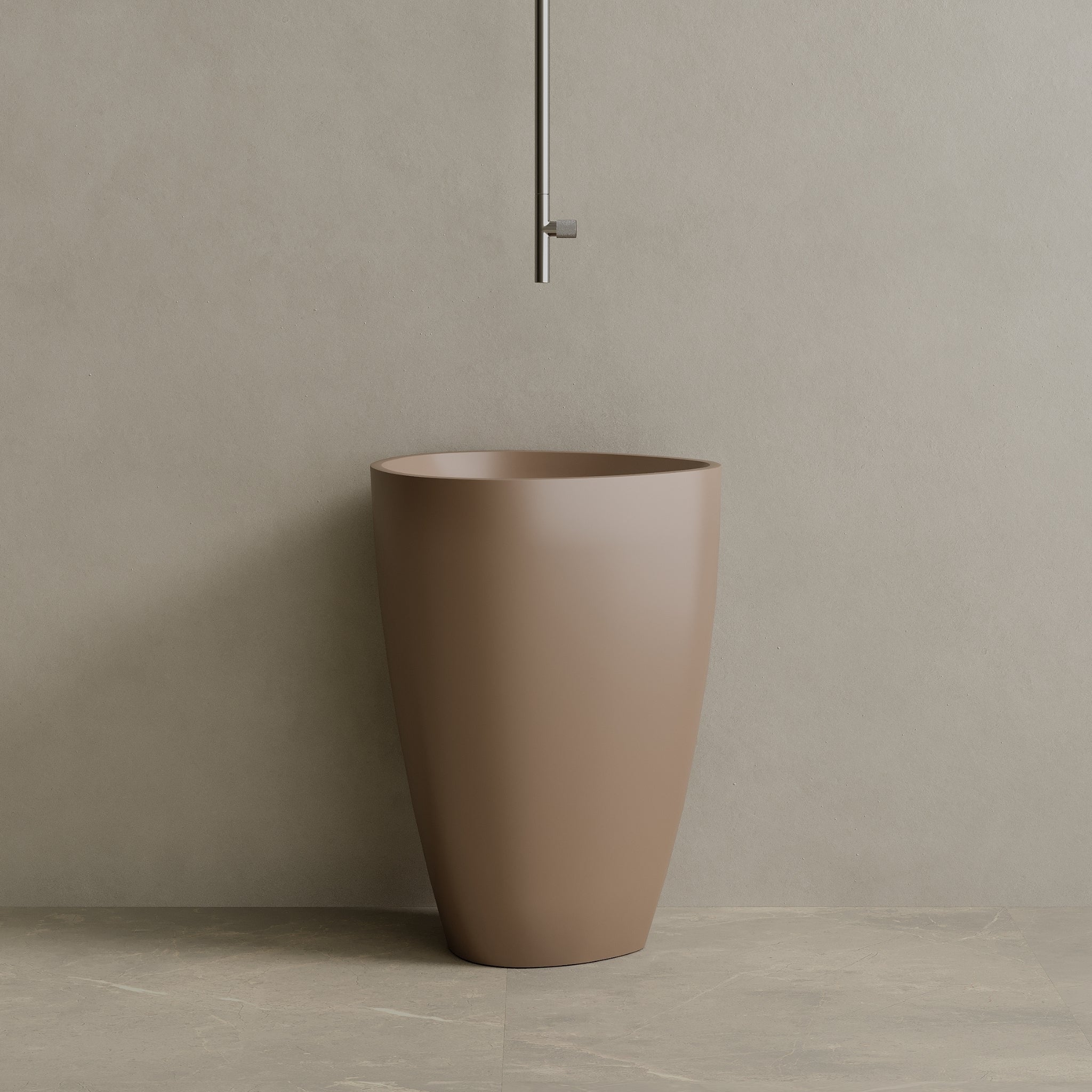 18" x 33" Solid Surface Stone Resin Round Pedestal Sink