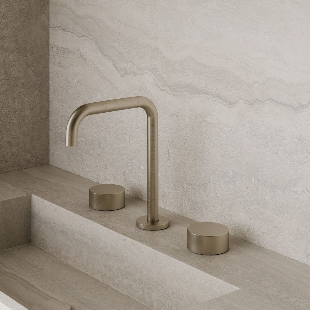 Modern Widespread Square Faucet with Knob-Style Controls