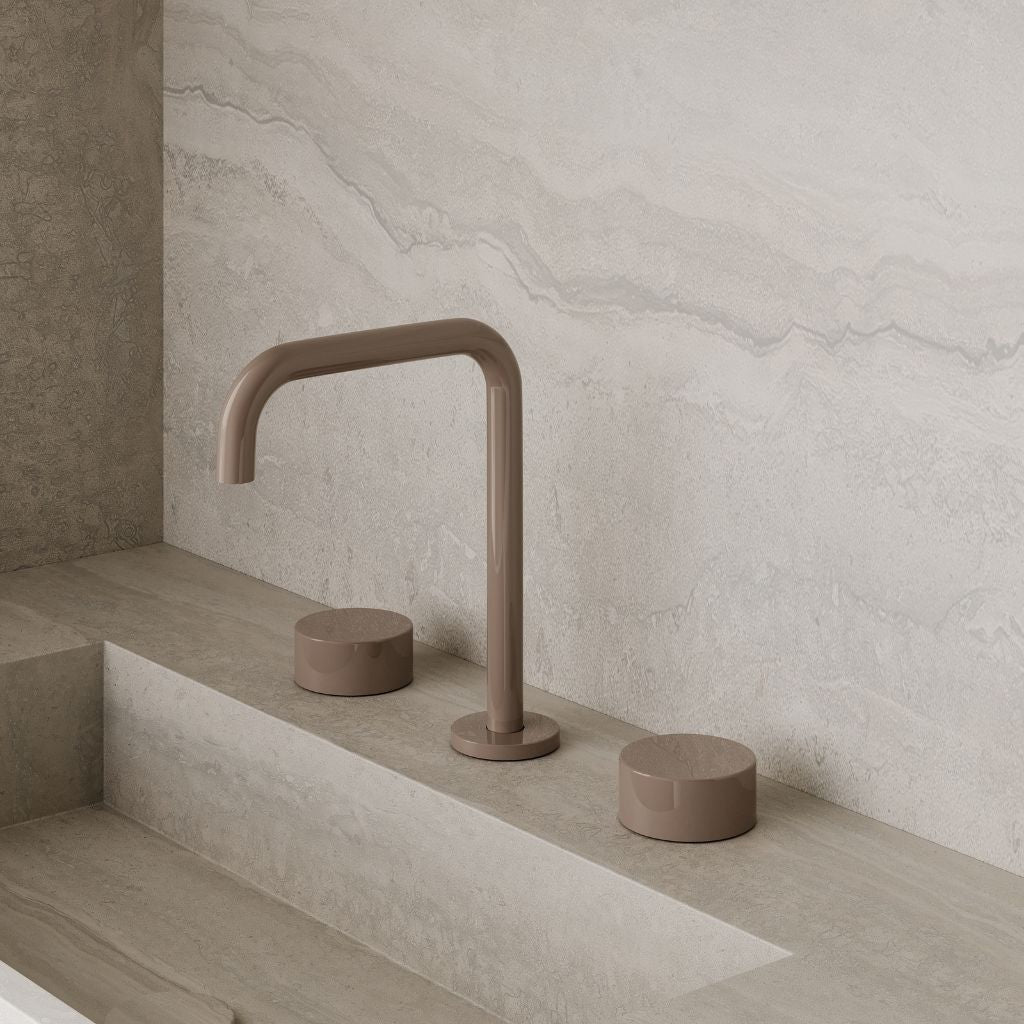 Modern Widespread Square Faucet with Knob-Style Controls