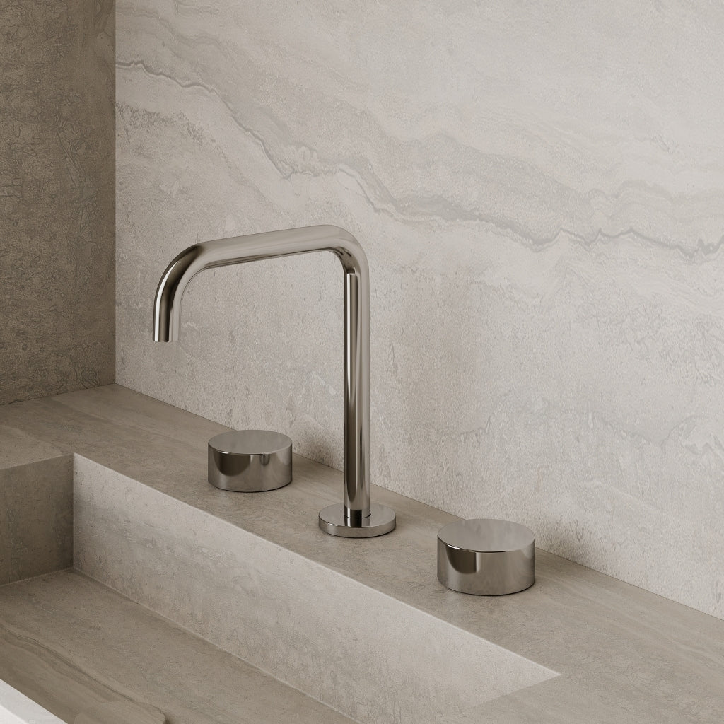Modern Widespread Square Faucet with Knob-Style Controls