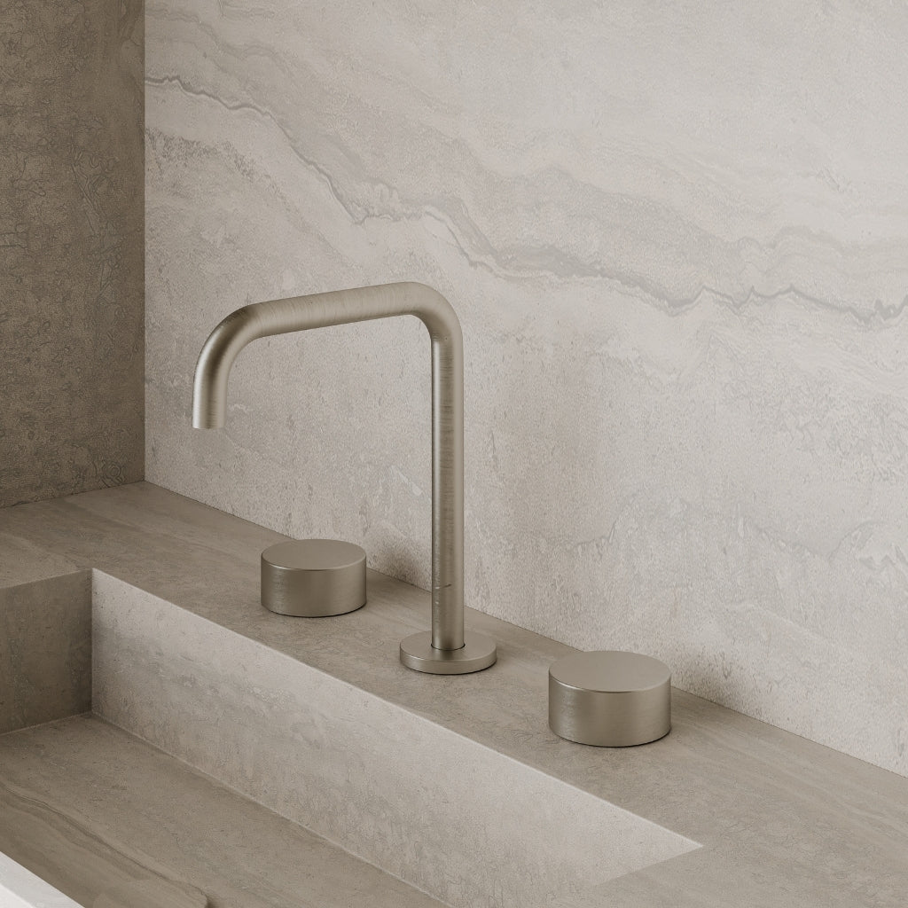 Modern Widespread Square Faucet with Knob-Style Controls
