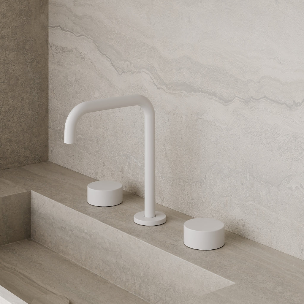 Modern Widespread Square Faucet with Knob-Style Controls