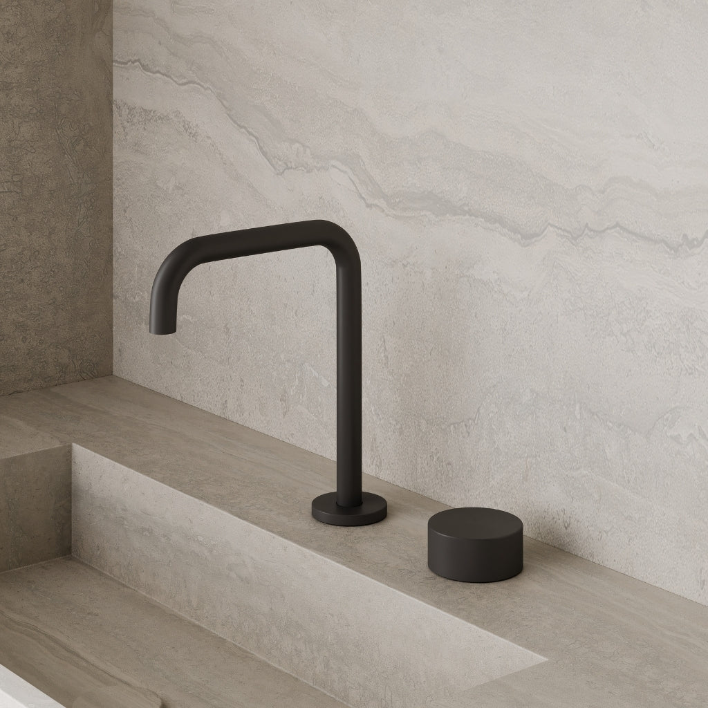 Modern Widespread Square Faucet with Knob-Style Controls