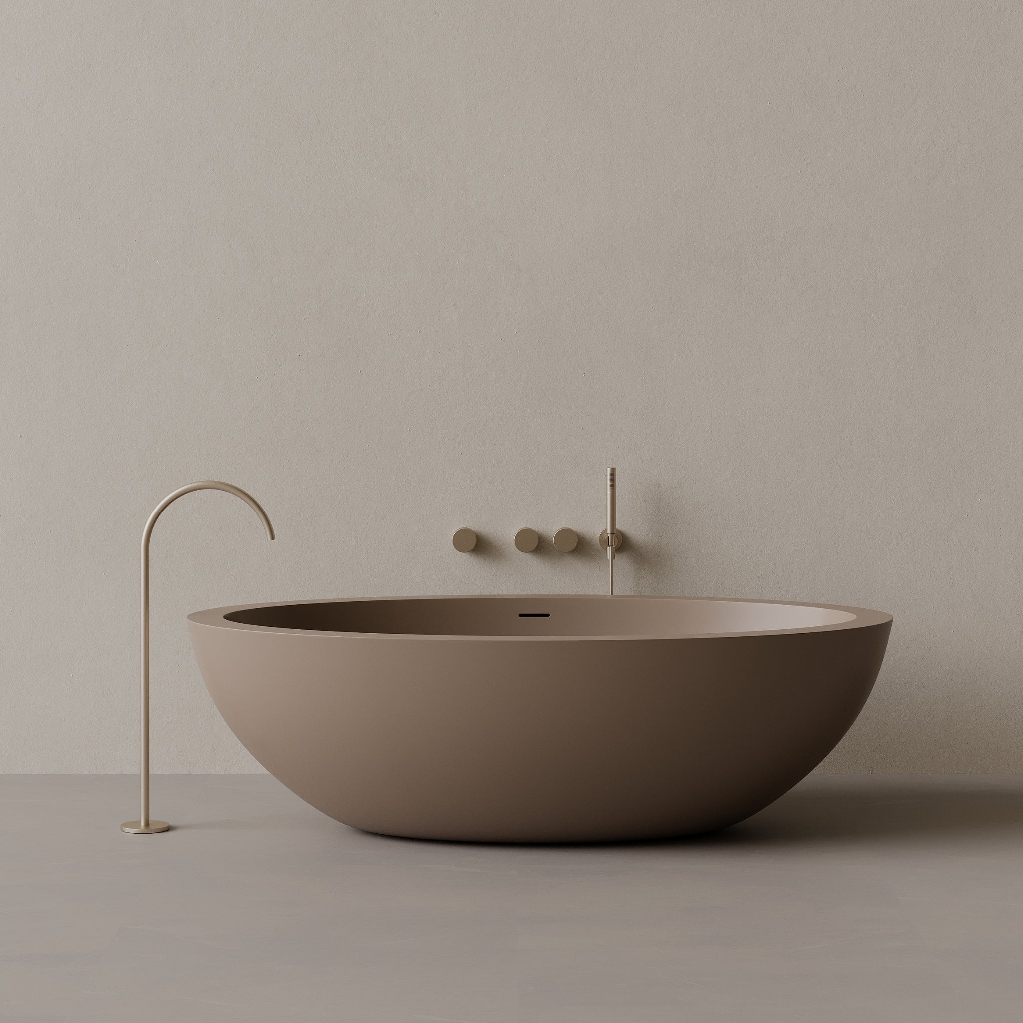 74" x 41" Oval Solid Surface Stone Resin Freestanding Bathtub