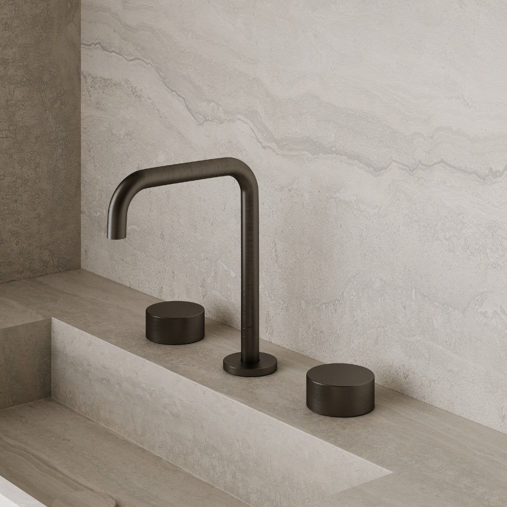 Modern Widespread Square Faucet with Knob-Style Controls