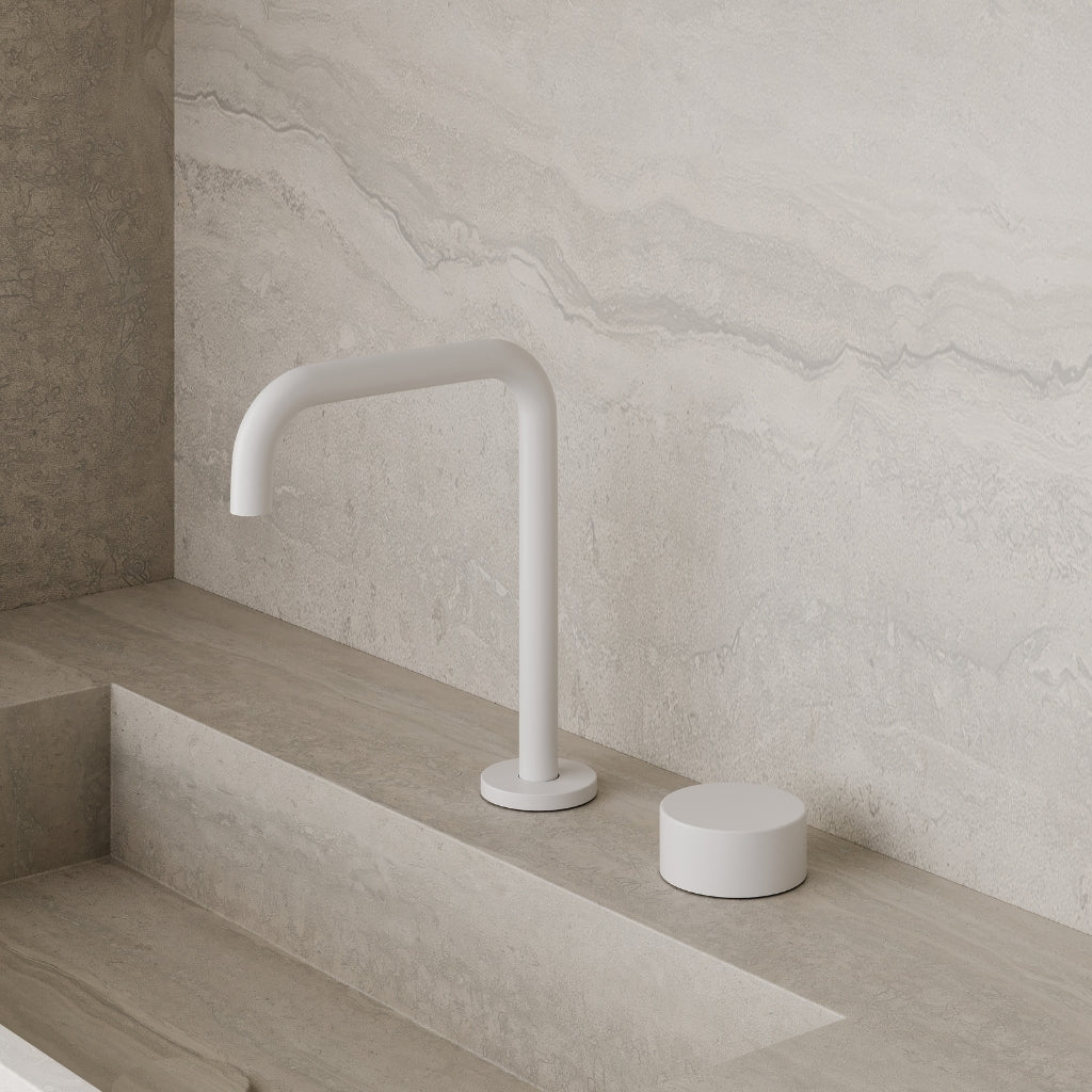 Modern Widespread Square Faucet with Knob-Style Controls
