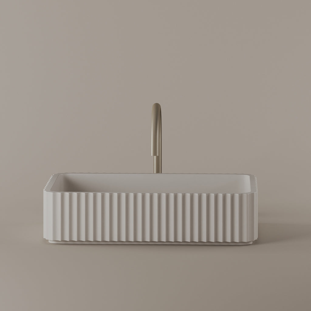 Rectangular Fluted Concrete Vessel Sink 20