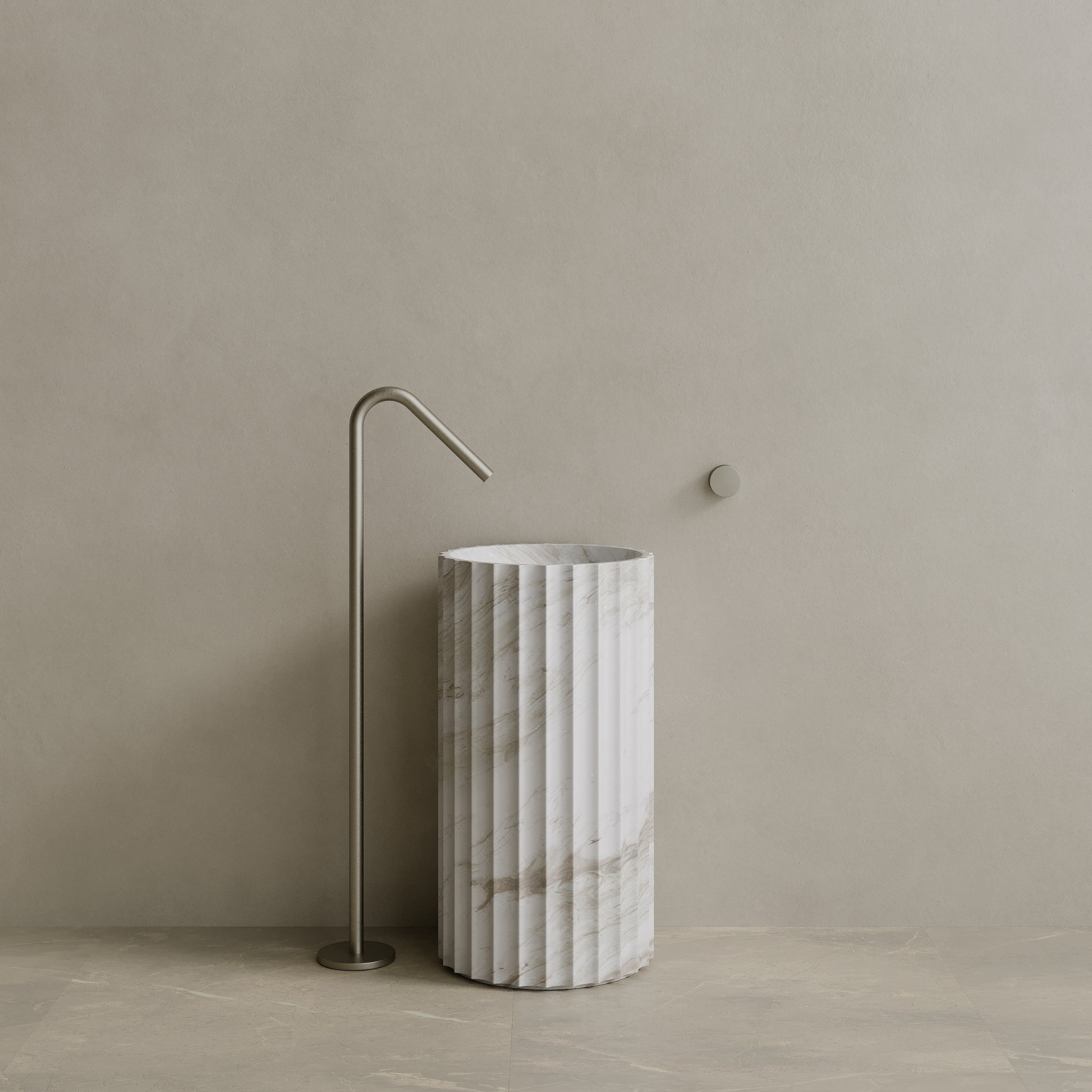 Cavo Handcrafted Fluted Stone Pedestal Sink