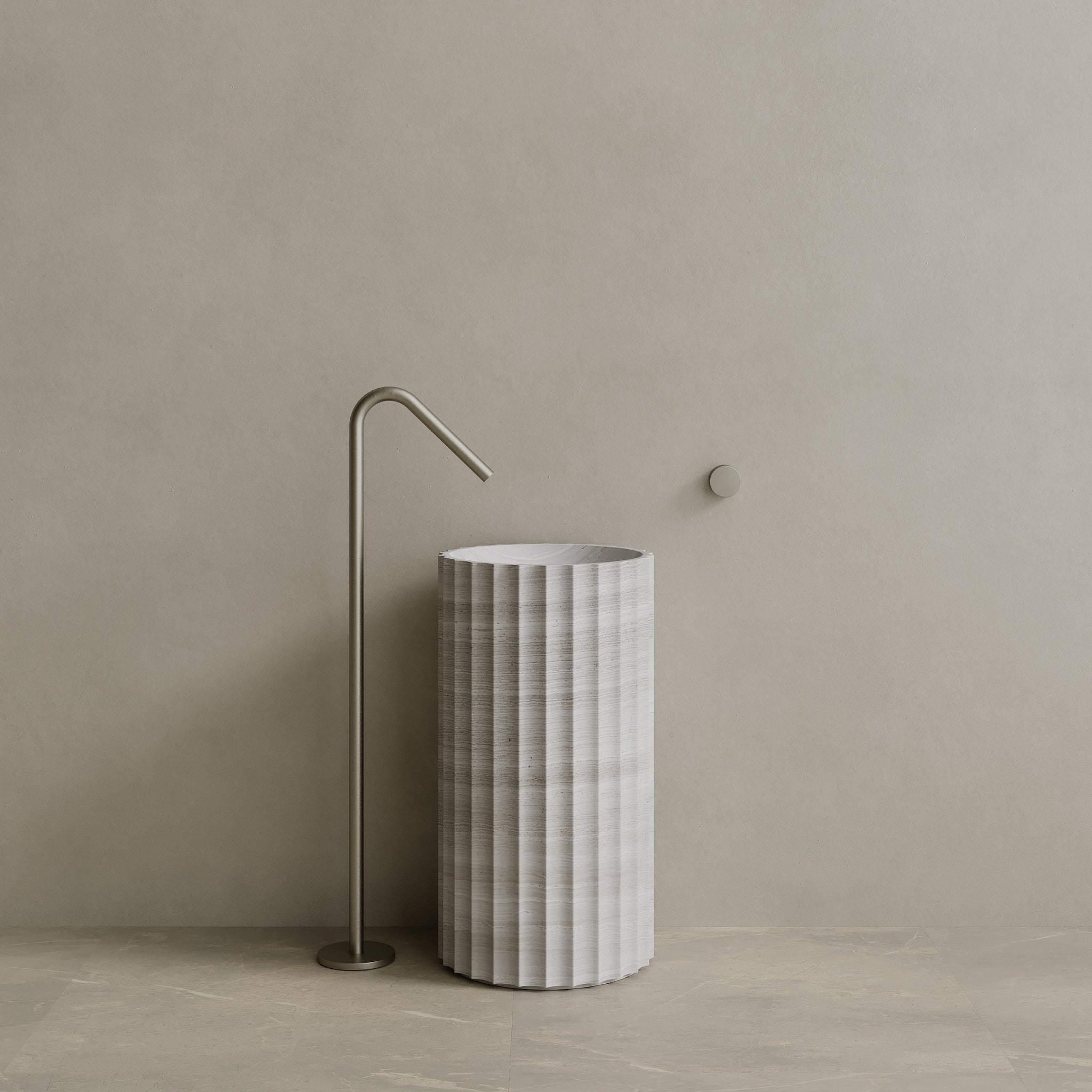 Cavo Handcrafted Fluted Stone Pedestal Sink