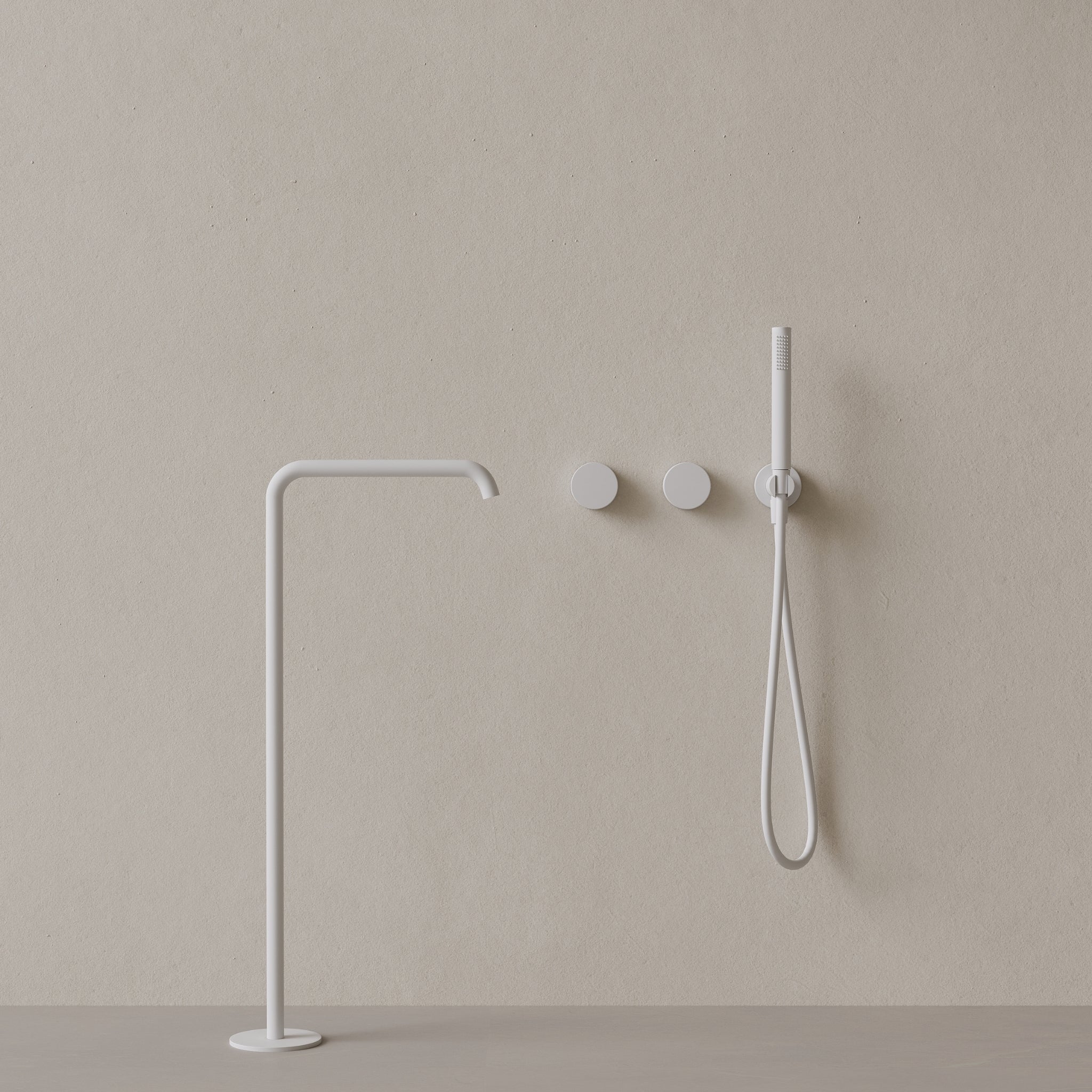 Modern Widespread Square Floor-mounted Bathtub Filler