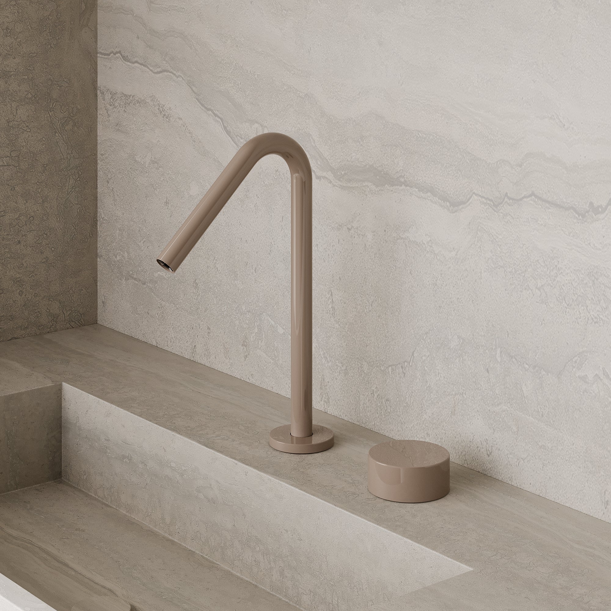 Modern Angled Counter-Mounted Faucet with Knob-Style Controls