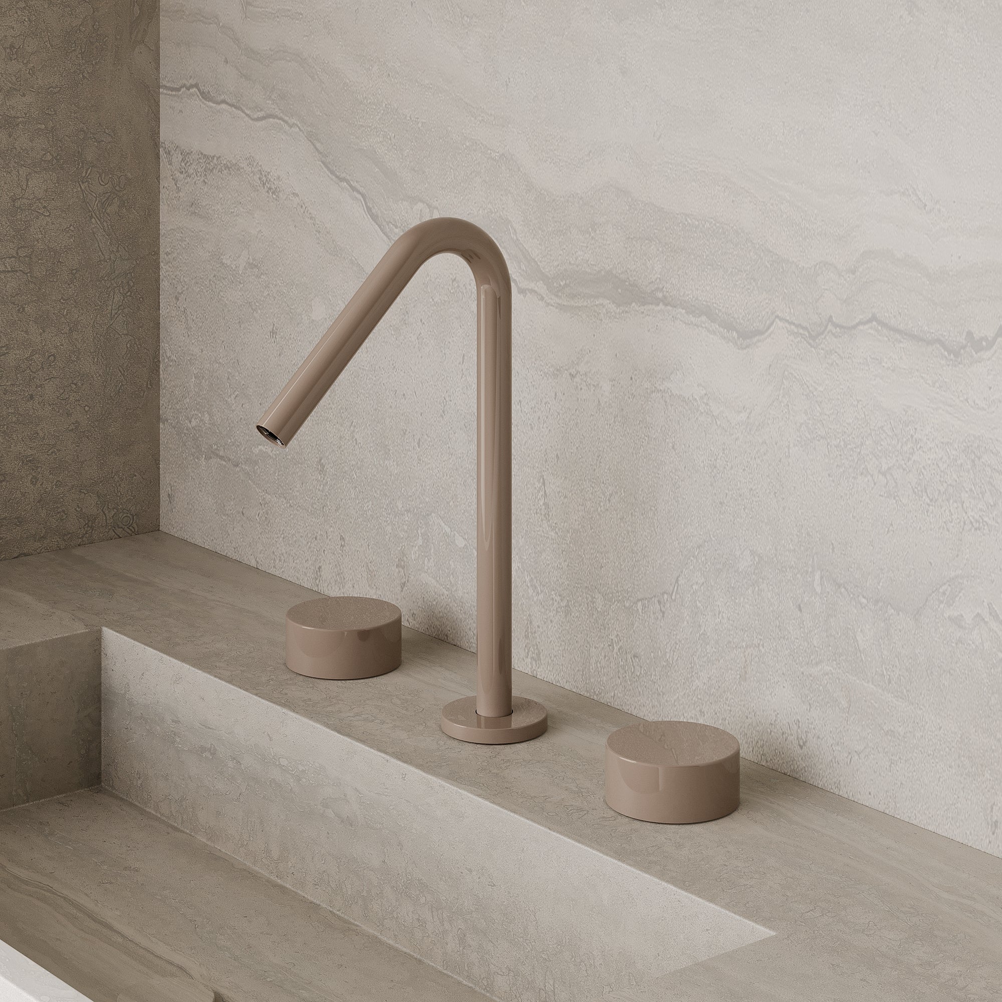 Modern Angled Counter-Mounted Faucet with Knob-Style Controls