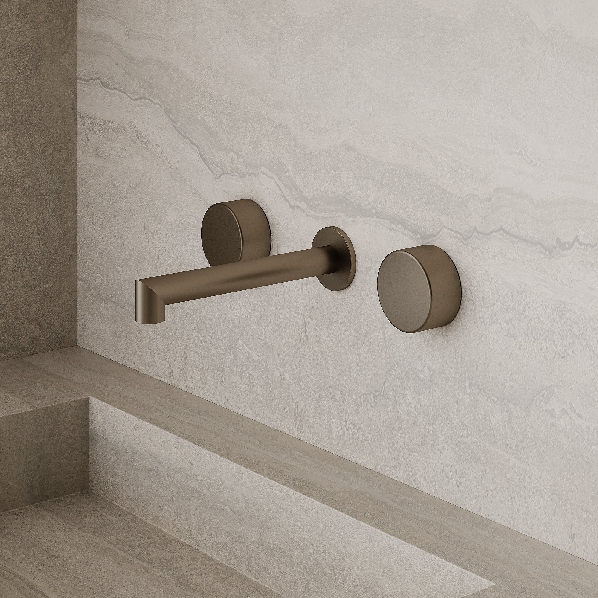 Modern Square Wall-Mounted Faucet with Knob Style Control