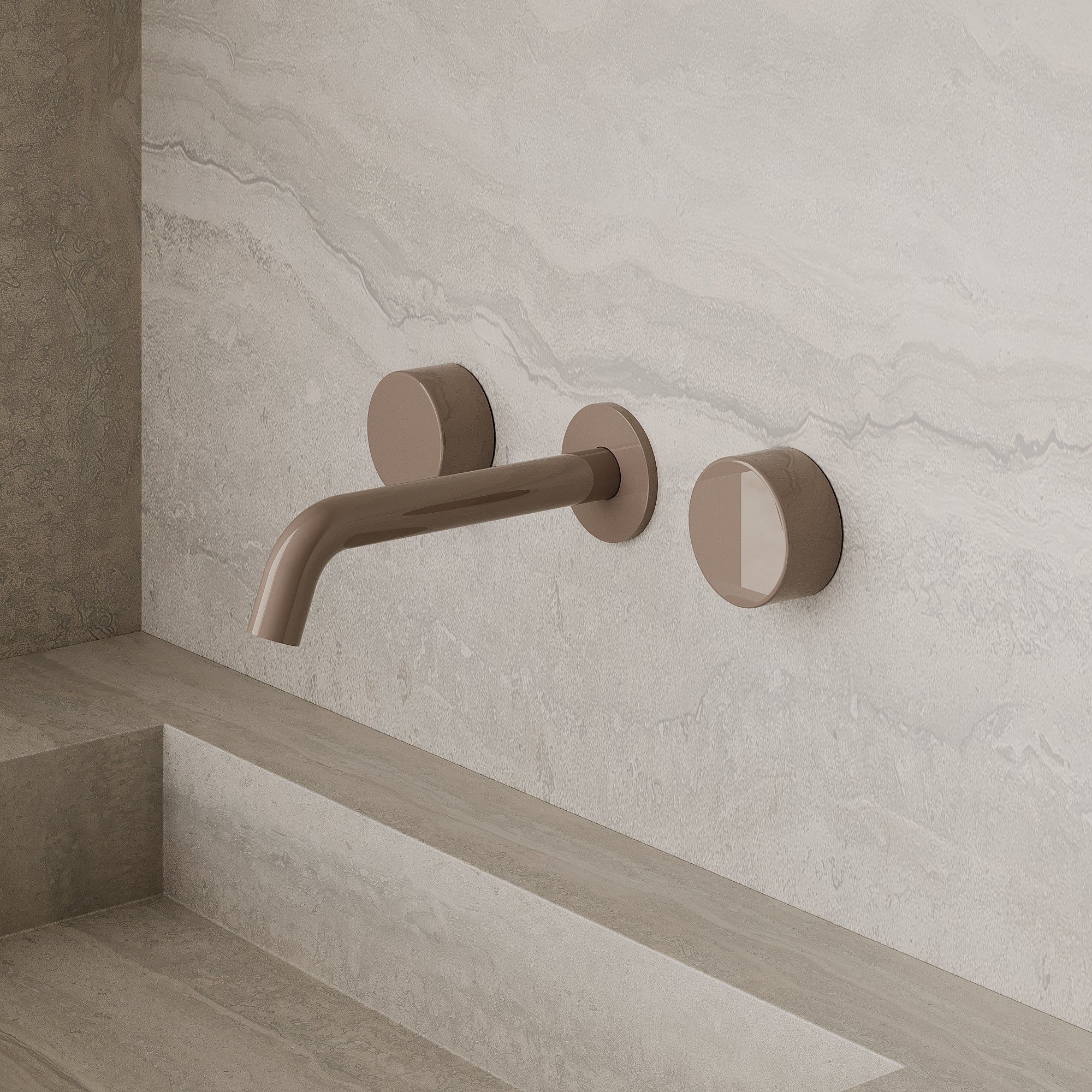 Modern Curved Wall-Mounted Faucet with Knob-Style Controls